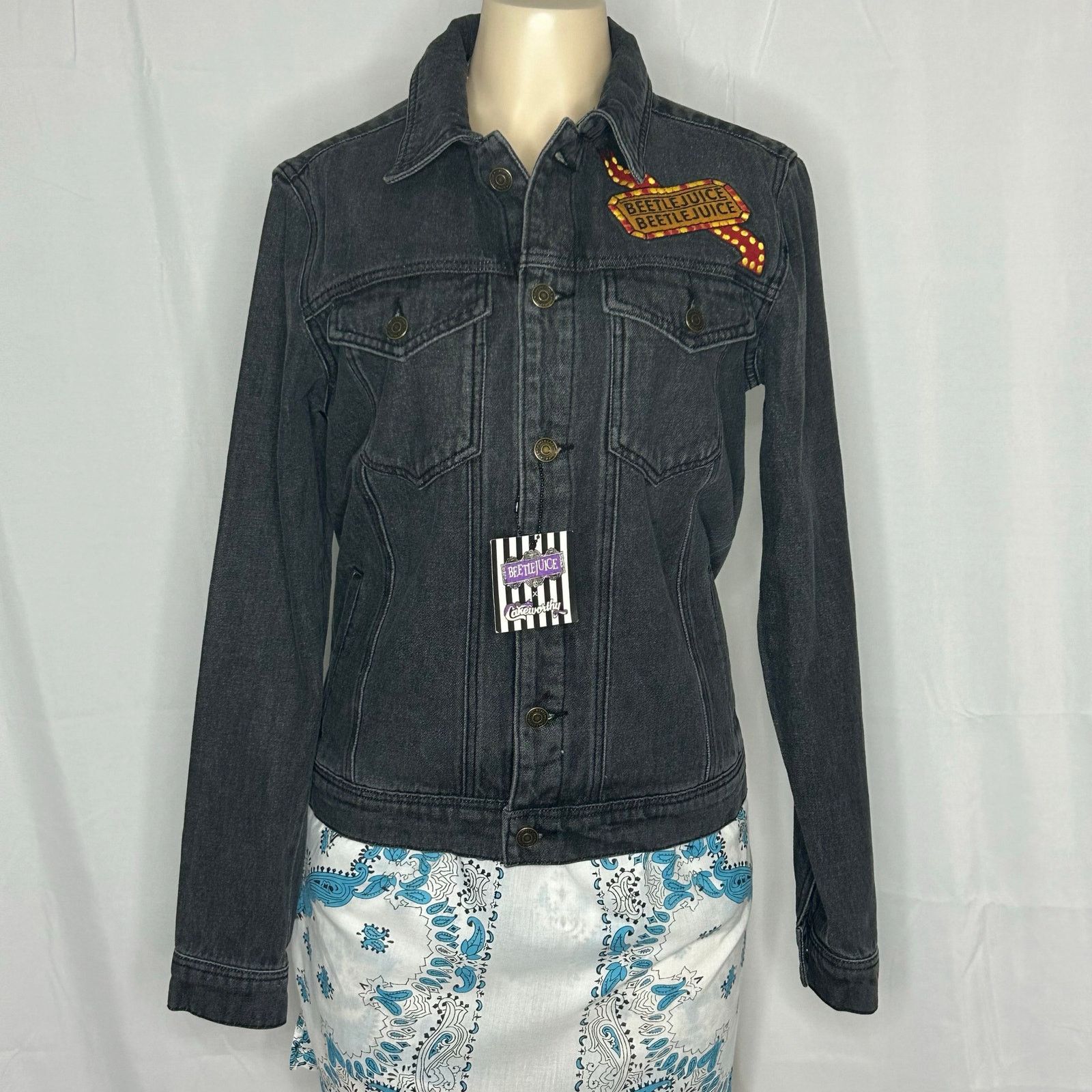 Other Beetlejuice x Cakeworthy Embroidered Denim Jacket Size S/P Size S / US 4 / IT 40 - 2 Thumbnail