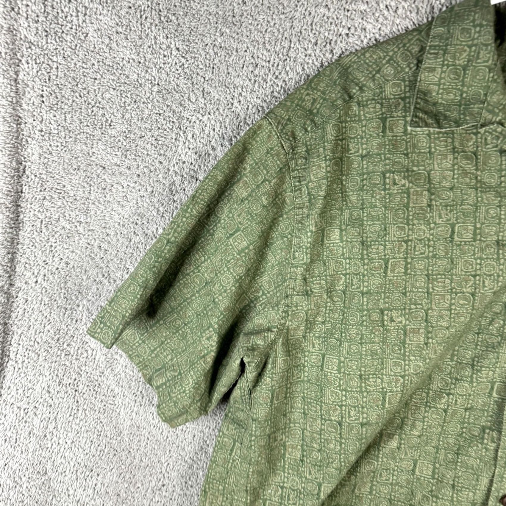 Vintage L.L.Bean Shirt Mens Medium Green Geometric Cotton Short Sleeve Button Front Size US M / EU 48-50 / 2 - 2 Thumbnail