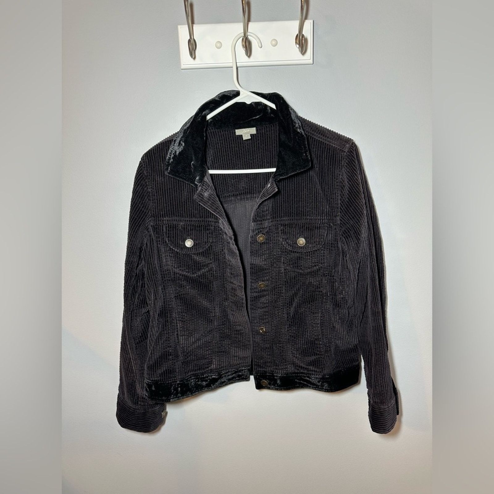Other J. Jill Corduroy Jacket Velvet Collar Black Cotton Womens SM Size S / US 4 / IT 40 - 1 Thumbnail
