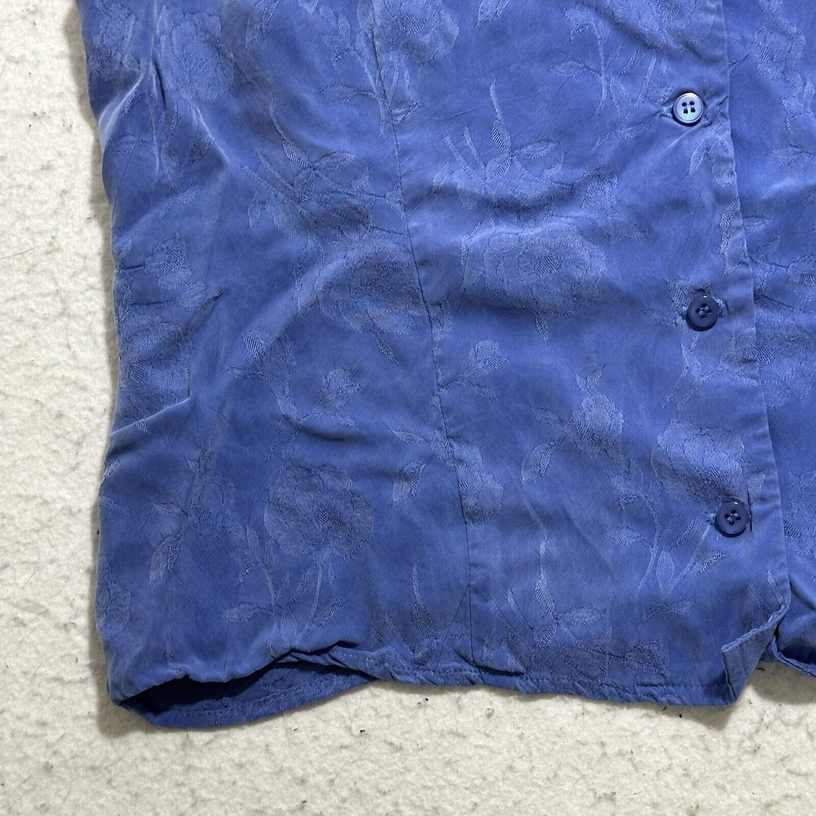 Liz Claiborne Liz Claiborne 14 Blue Button Front Short Sleeve Collared Top Size XL / US 12-14 / IT 48-50 - 6 Thumbnail