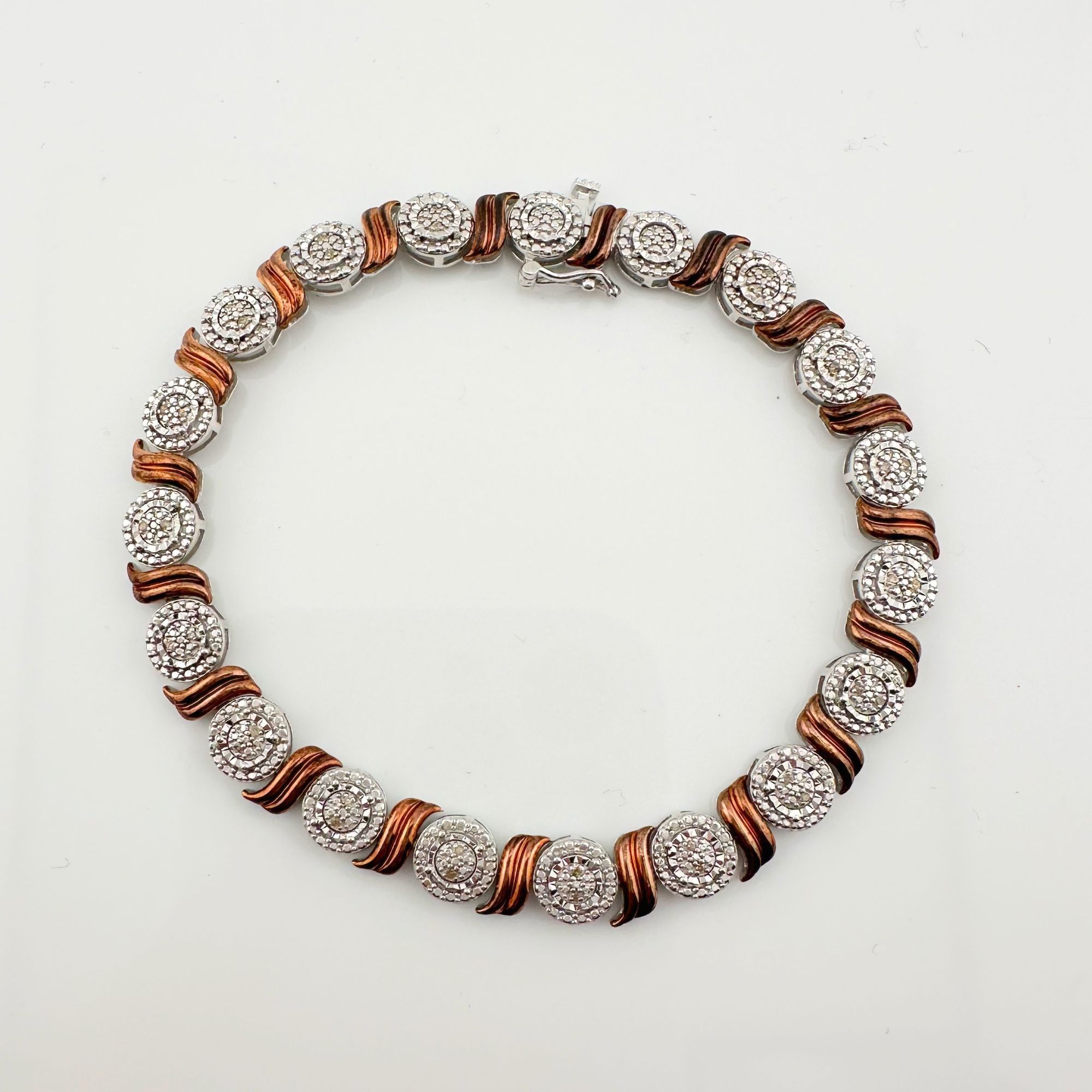 Other Beautiful Rose Gold Overlaying Sterling Diamond Bracelet Size ONE SIZE - 6 Thumbnail