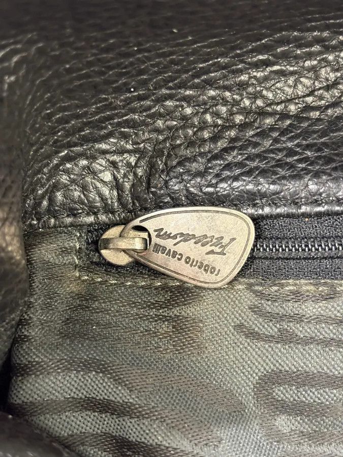 Roberto Cavalli Roberto Cavalli Feather Black Grained Leather Handle Bag Size ONE SIZE - 7 Thumbnail