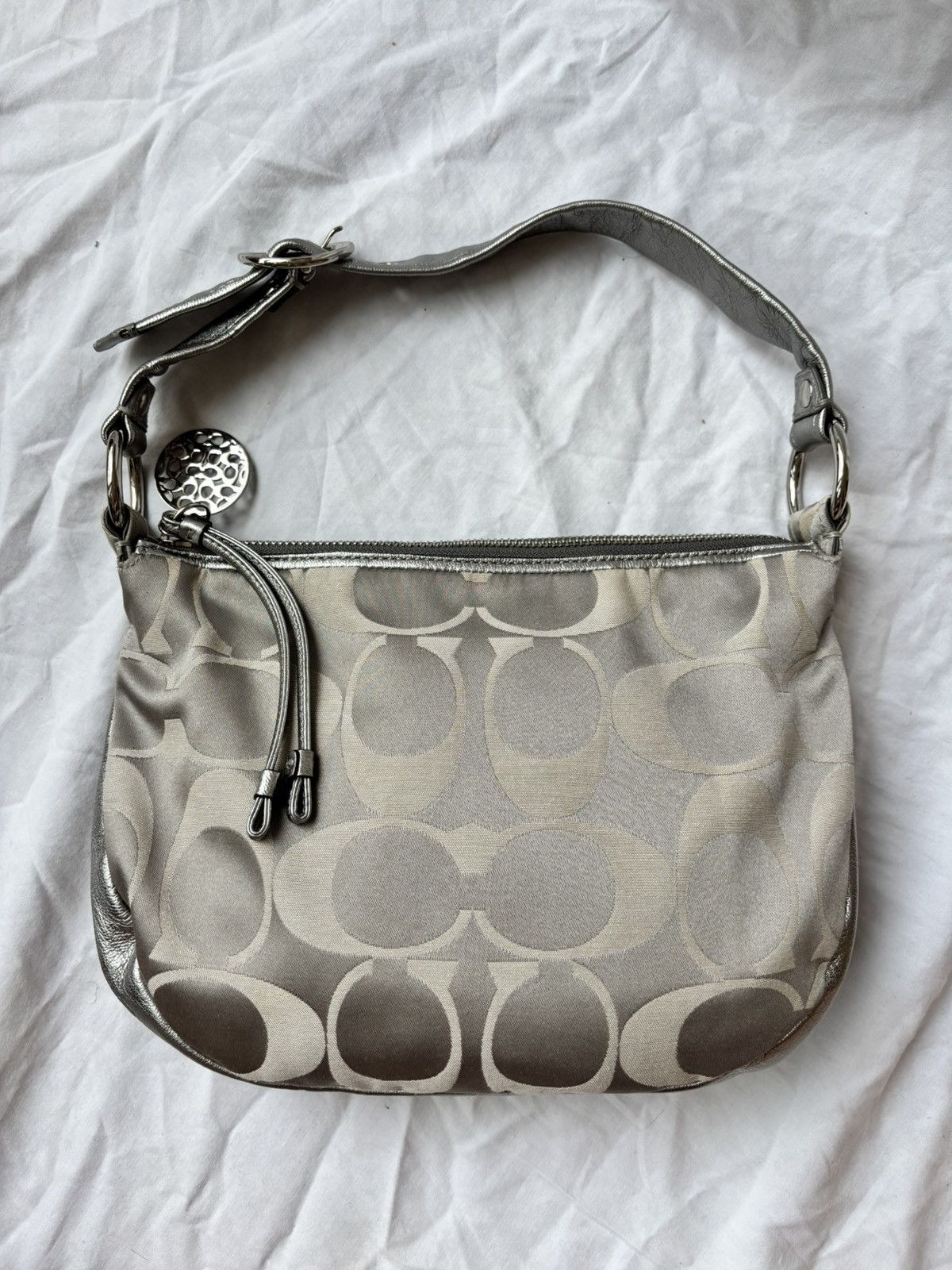 Coach Vintage Coach Metallic Signature Hobo Shoulder Bag Silver Size ONE SIZE - 7 Thumbnail