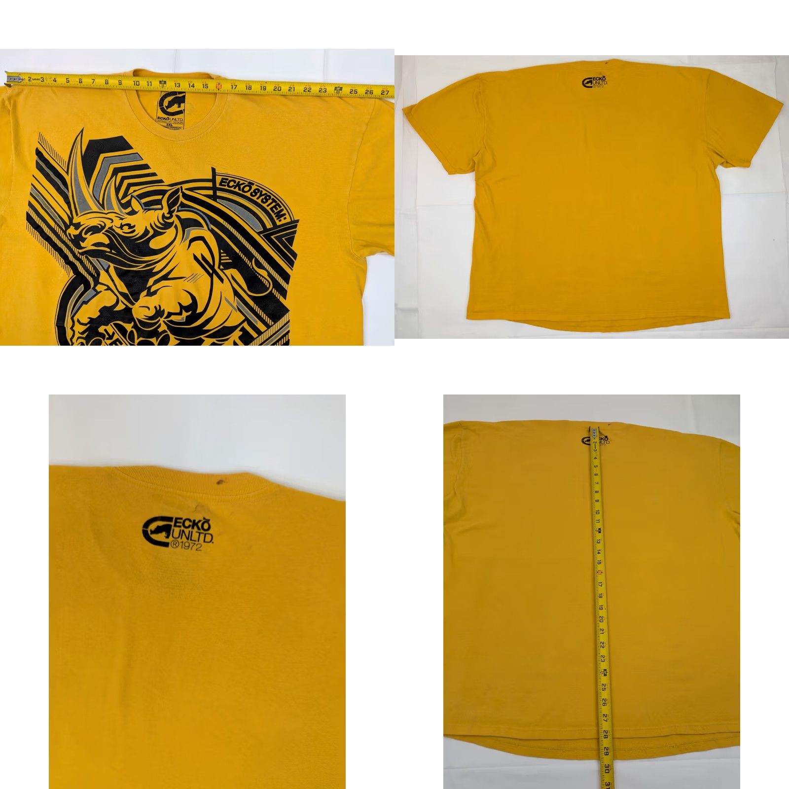 Ecko Unltd. Ecko Unltd. Yellow All Over Print Rhino Graphic Shirt Men 3XL Hip Hop Performance Crew Neck Short Sleeve Shirt Size US XXL / EU 58 / 5 - 8 Thumbnail