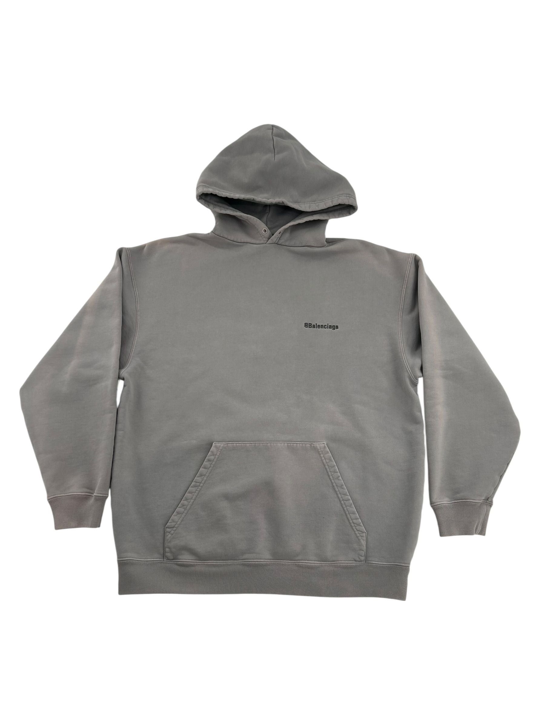 Balenciaga Grey Embroidered Hoodie Size US S / EU 44-46 / 1 - 1 Thumbnail