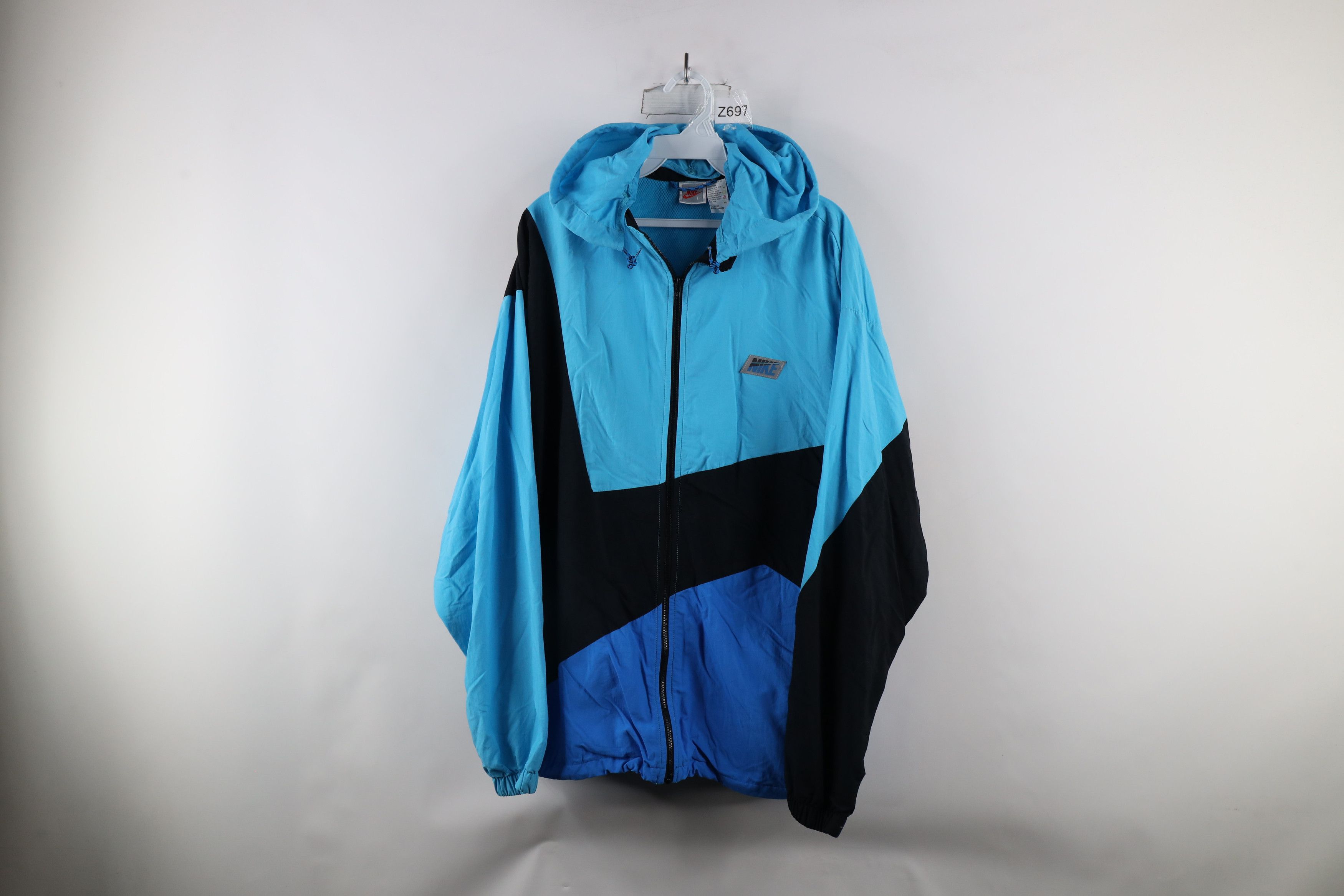 Vintage 90s Nike Logo Color Block Hooded Windbreaker Jacket