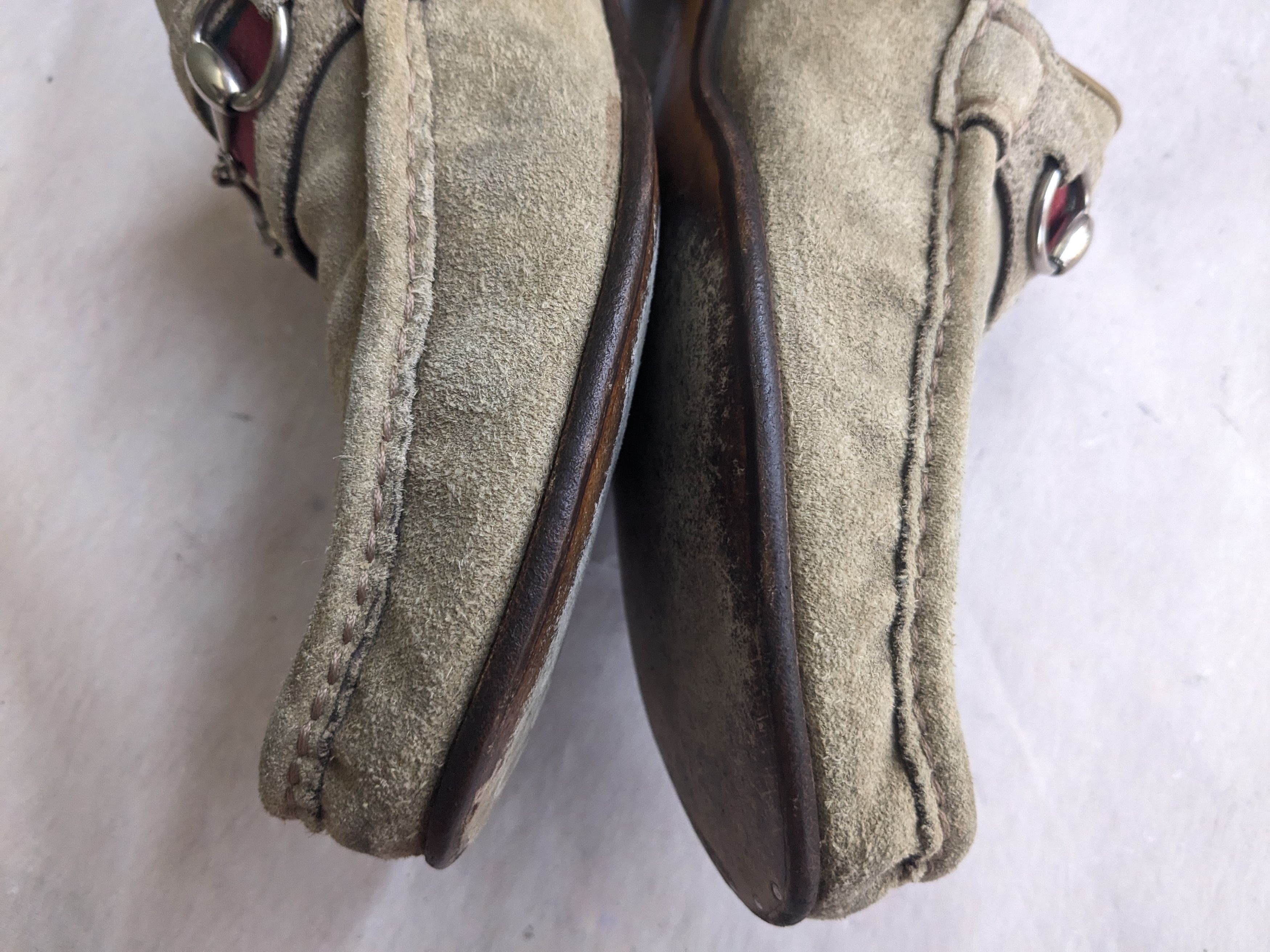 Gucci × Vintage Gucci Horsebit Loafers Beige 11 D Slip Ons Suede Size US 11 / EU 44 - 10 Thumbnail