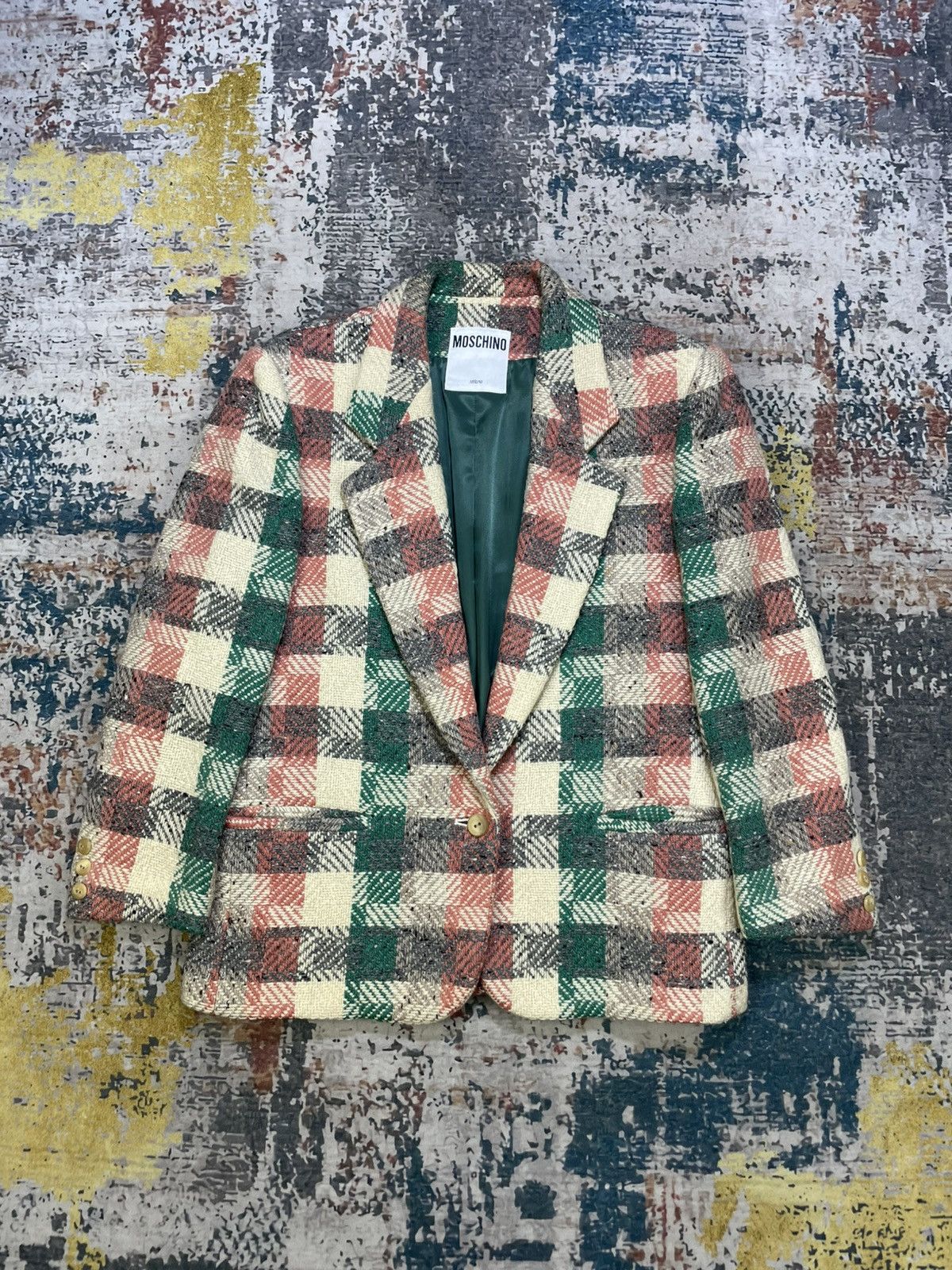 Moschino Moschino Multi Color Plaid Tweed Blazer Size M / US 6-8 / IT 42-44 - 1 Thumbnail