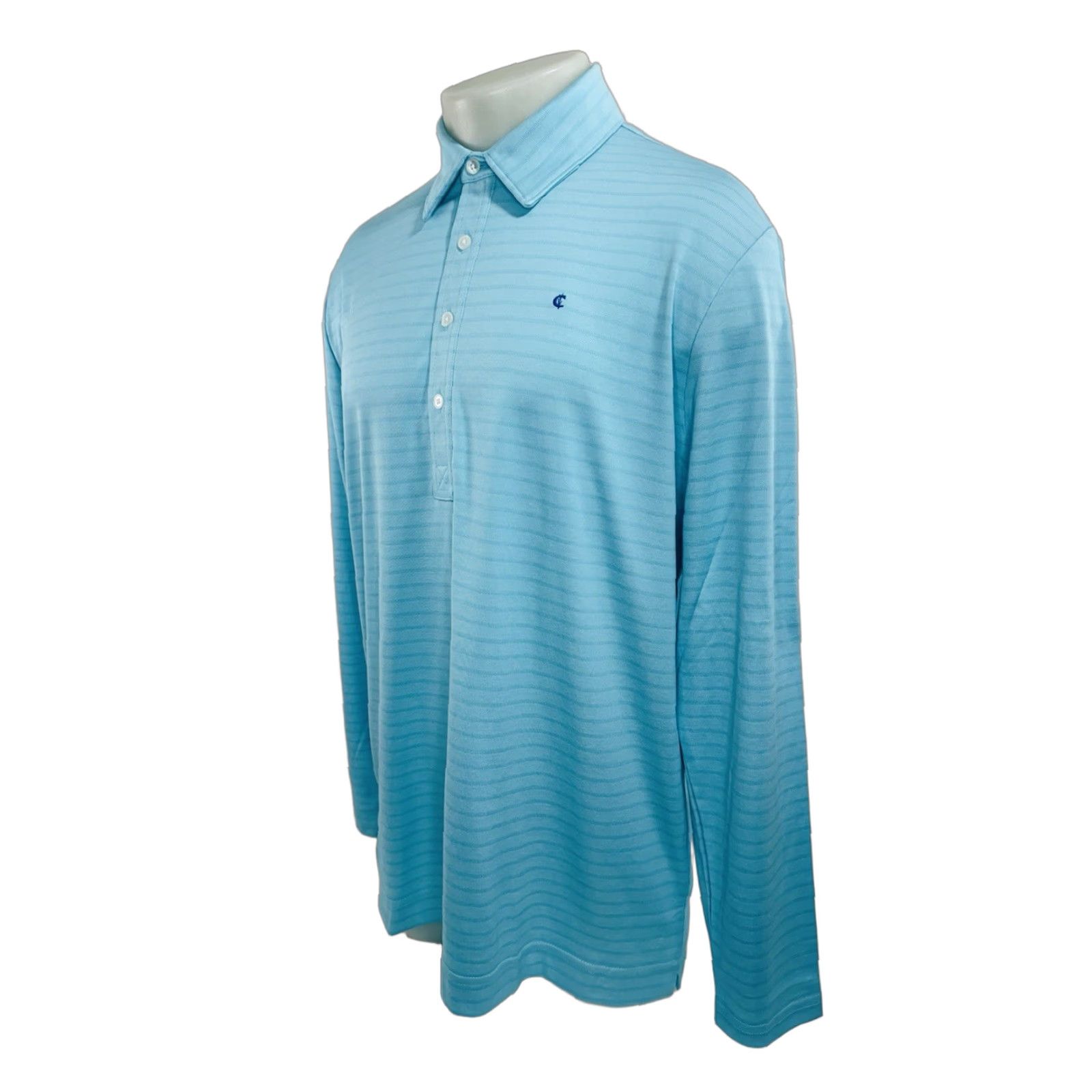Vintage Criquet Polo Shirt Striped Embroidered Logo Lightweight Long Sleeve L Mens Greenish Blue Size US L / EU 52-54 / 3 - 1 Thumbnail