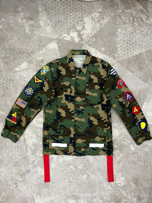 Off white camouflage patch cargo cheap jacket