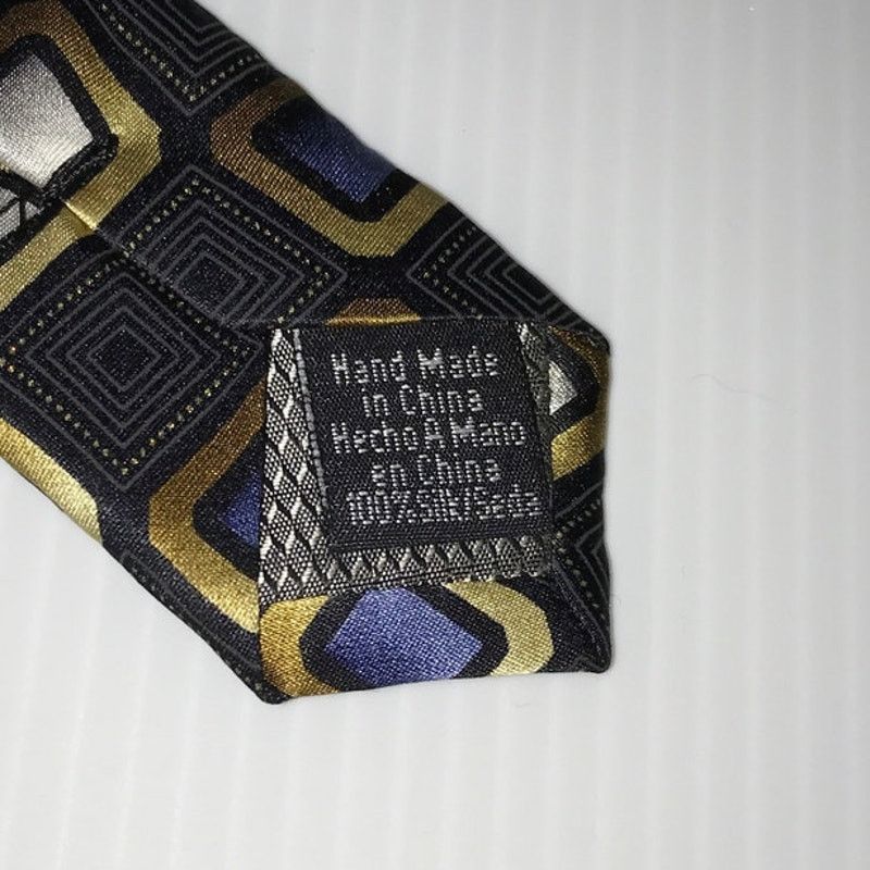 George George Square Pattern Silk Necktie Size ONE SIZE - 4 Thumbnail