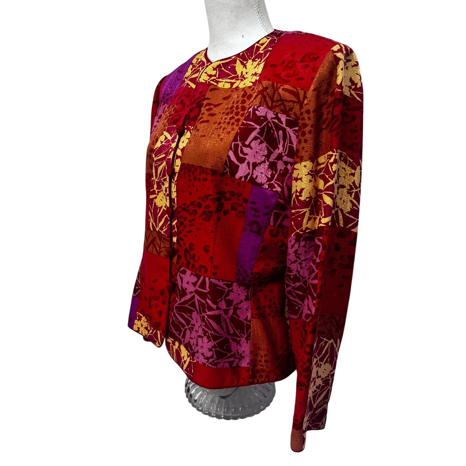 Adrianna Papell Adrianna Pappel Red Floral Silk Kimono Asian Jacket 12 Size XL / US 12-14 / IT 48-50 - 4 Thumbnail