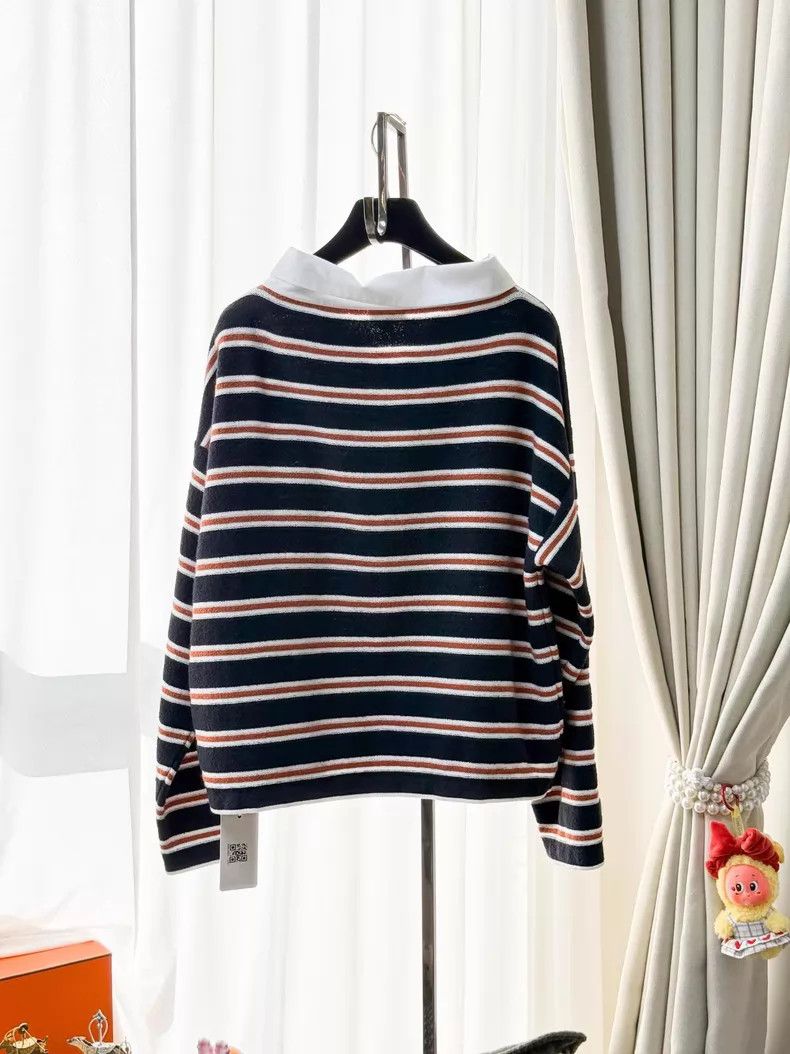 Chanel Chanel Striped loose lapel lion buckle long-sleeved knitte Size XS / US 0-2 / IT 36-38 - 3 Thumbnail