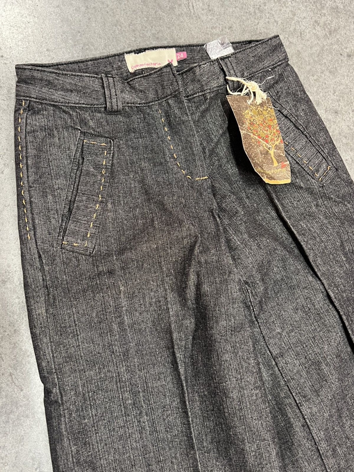 Vintage Y2K 2000's VTG Vintage Denim Factoria Retro Emo Black Jeans Size 24" / US 00 / IT 34 - 4 Thumbnail
