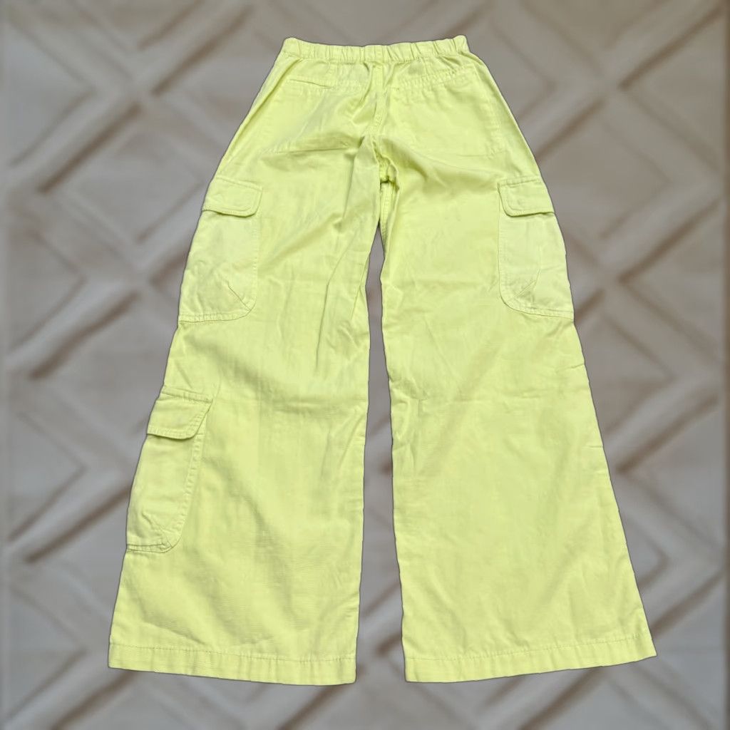 Zara Zara Wide Leg Cargo Pants Womens 0 Yellow High Rise Cotton Blend Elastic Waist Shirt Pants Womens XS XS? Size 25" / US 0 / IT 36 - 1 Thumbnail
