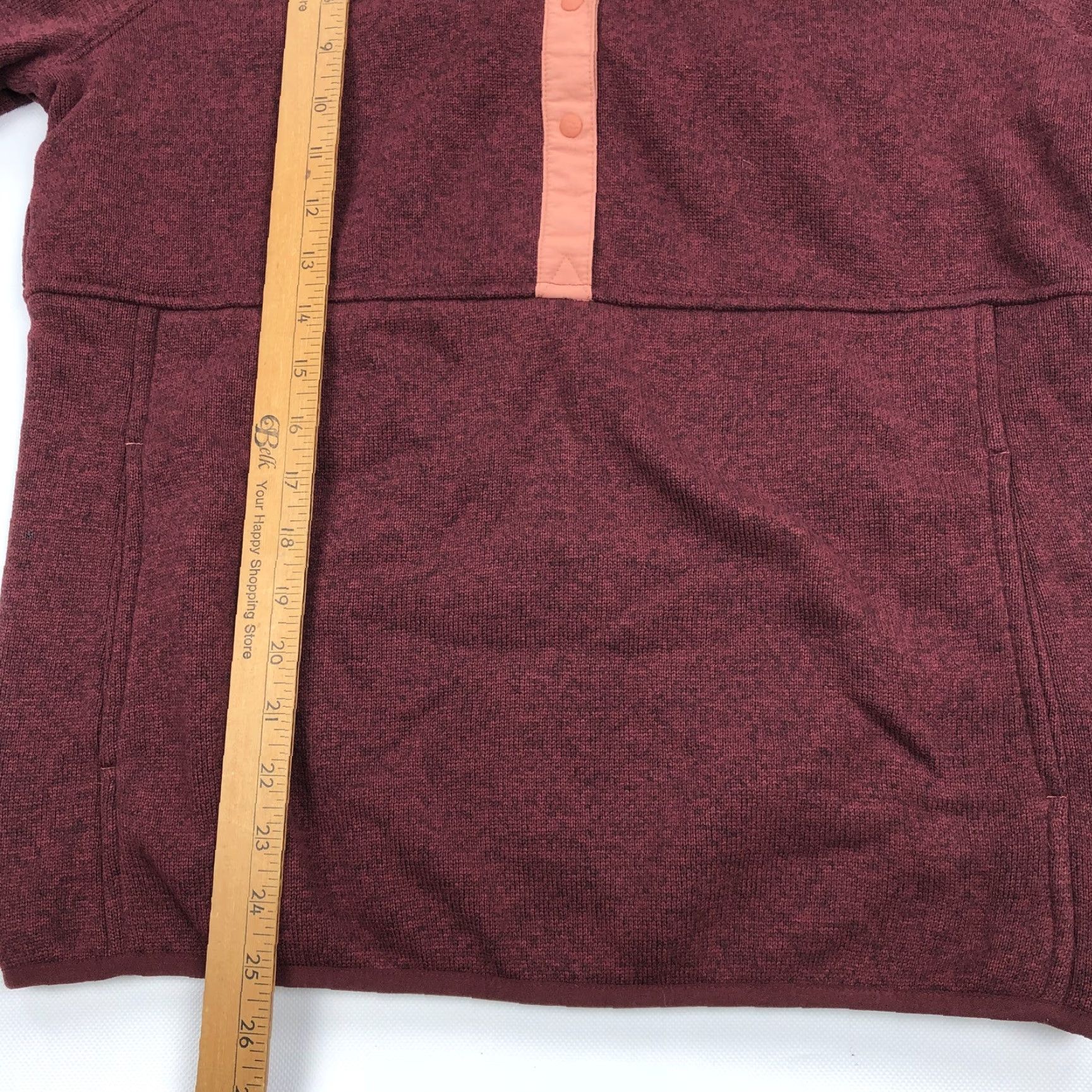 Vintage L.L.Bean Women's M Regular Maroon Peach Snap Button Hooded Pullover Fleece Hoodi Hoodie Pullover Sweatshirt Outdoor Activewear Casual Size M / US 6-8 / IT 42-44 - 4 Thumbnail