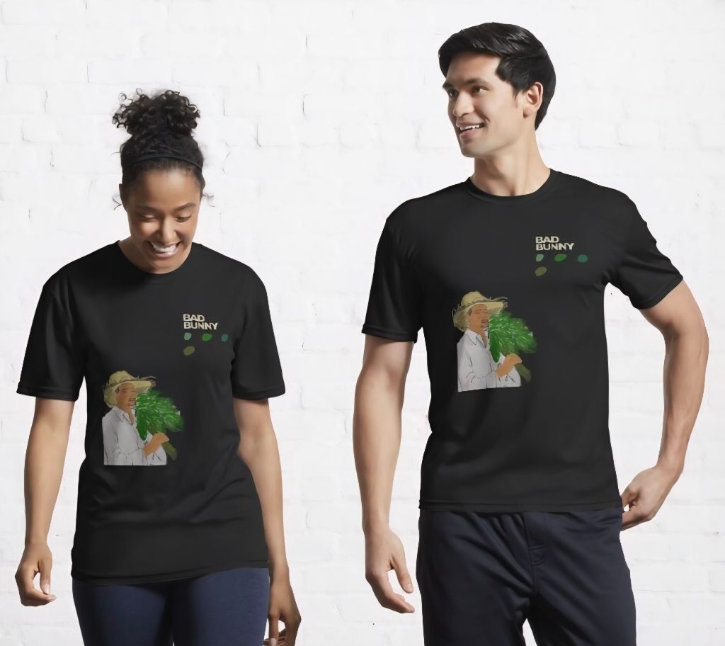 The Unbranded Brand Men's Unbranded Short Sleeve Tee Black Green Bad Bunny S Size US S / EU 44-46 / 1 - 1 Thumbnail