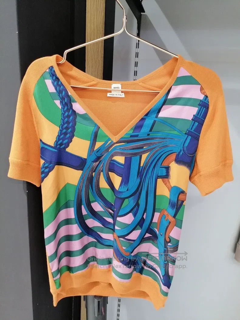 Hermes Hermes Women's Short Sleeve Top, Silk Blended Size XS / US 0-2 / IT 36-38 - 1 Thumbnail