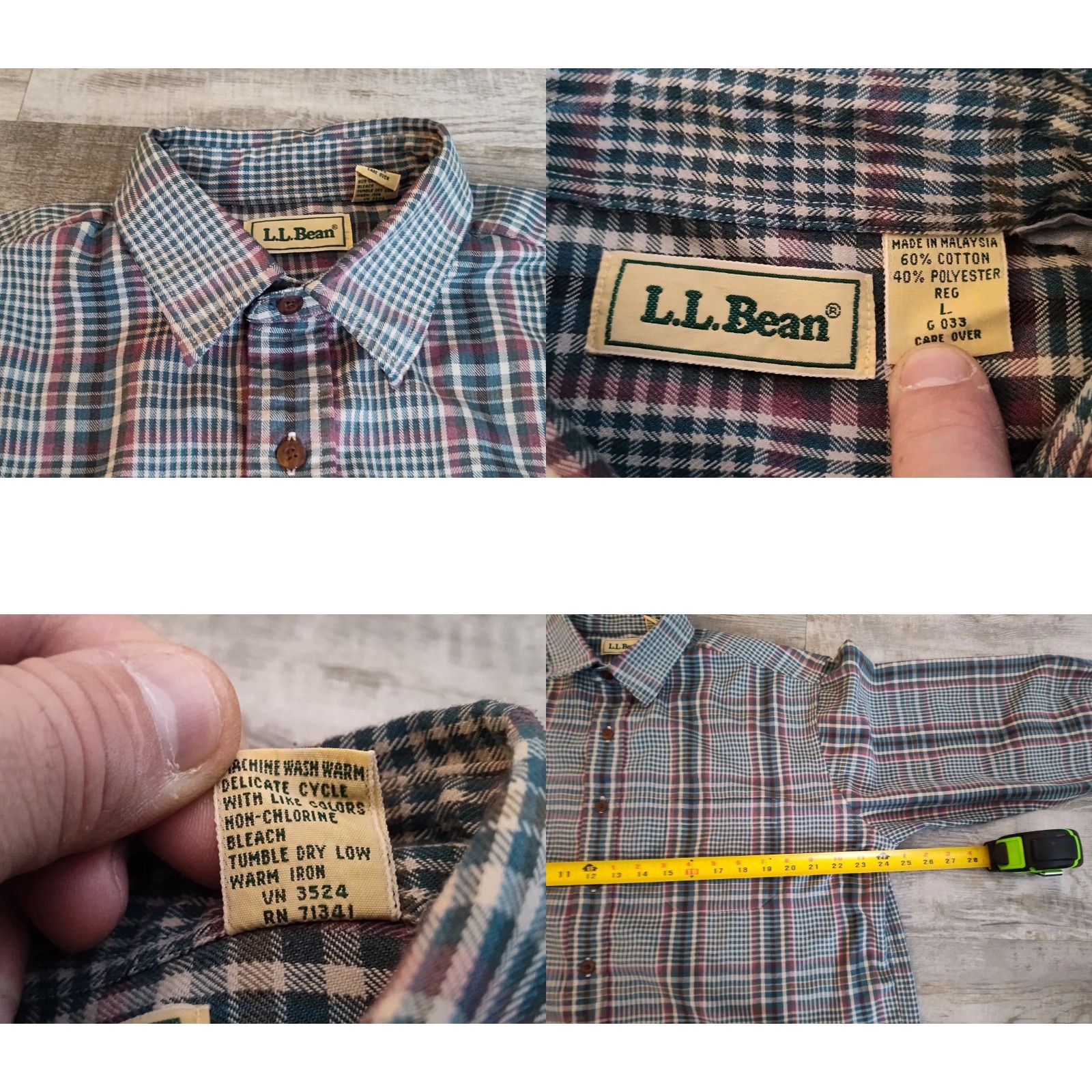 Vintage Vintage LL Bean Mens Long Sleeve Button Up Shirt Checkered Plaid Size US L / EU 52-54 / 3 - 8 Thumbnail