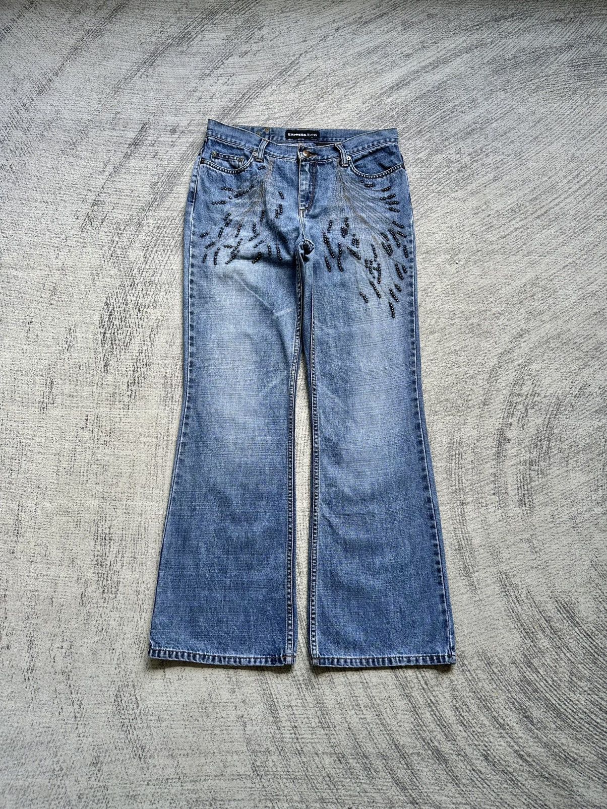 Express Vintage Express Stud Flare Jeans Size US 32 / EU 48 - 2 Thumbnail
