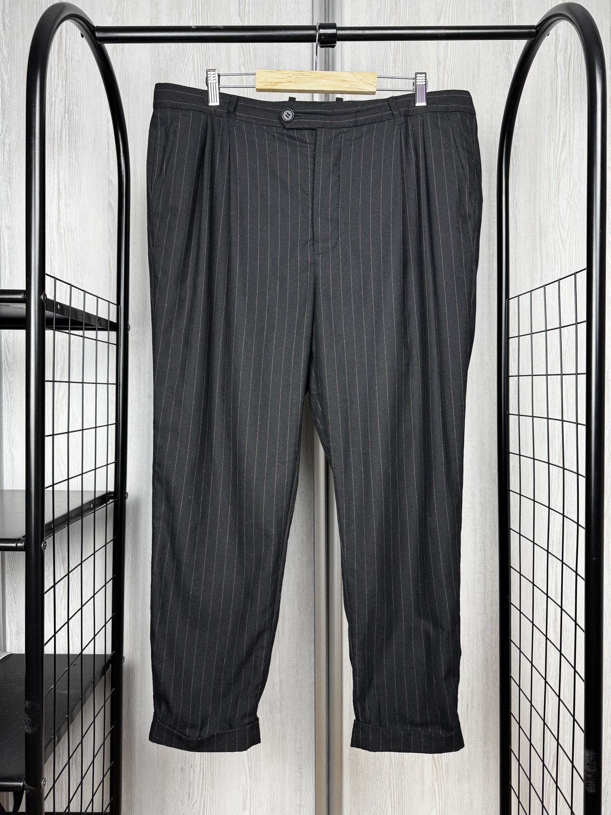 Allsaints Allsaints Blues Trouser pinstripe black brown wool blend Size US 38 / EU 54 - 2 Thumbnail