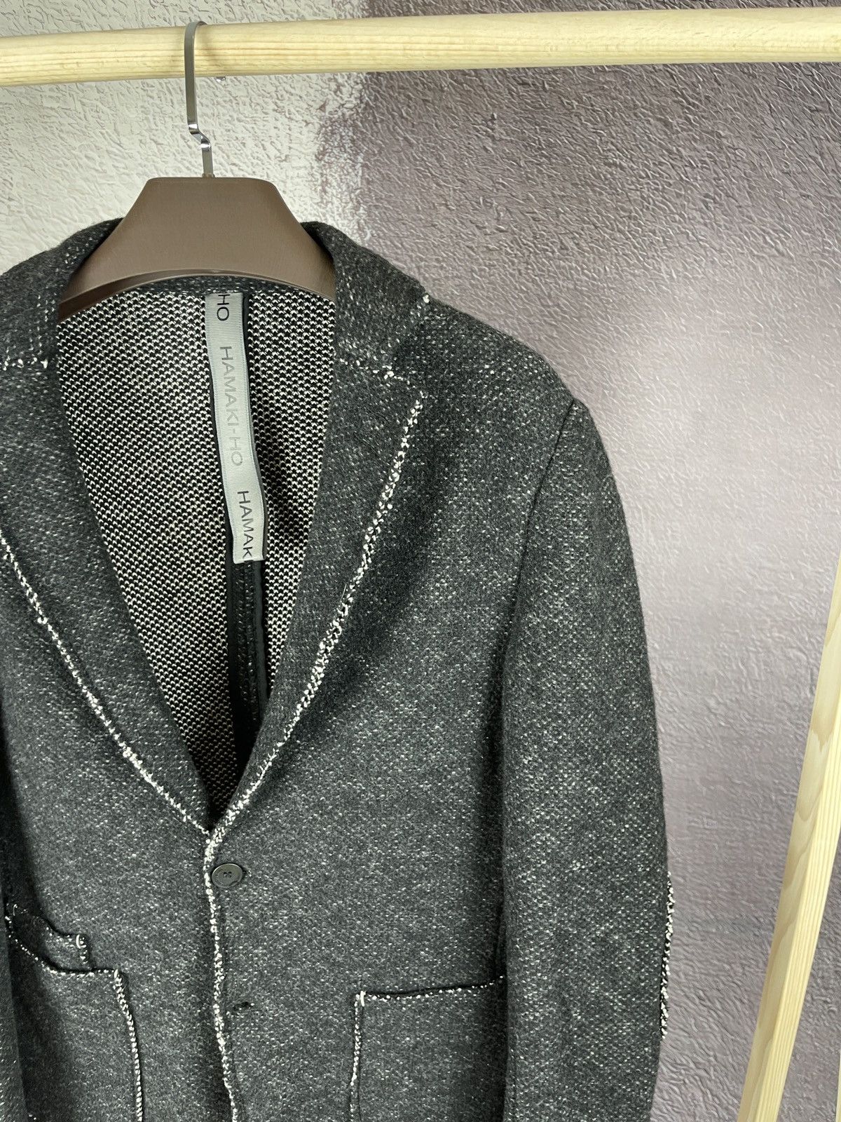 HAMAKI-HO Hamaki-Ho wool cotton grey knitted blazer 2 button Size 42R - 5 Thumbnail