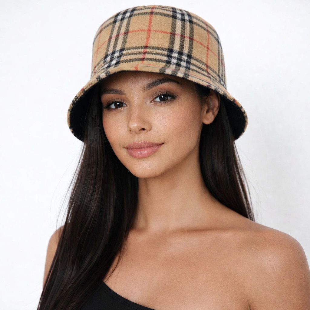 Vintage Plaid Bucket Hat Size ONE SIZE - 1 Thumbnail