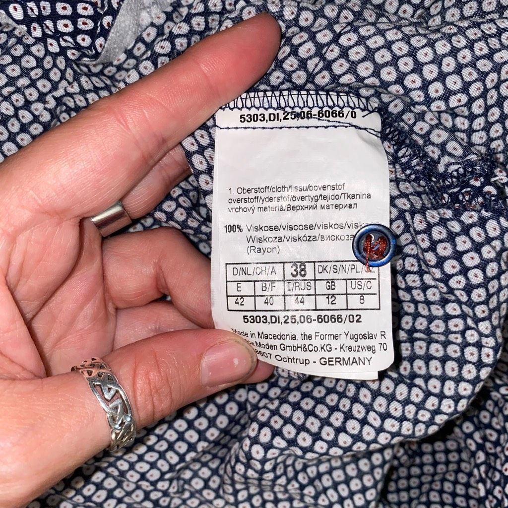 BIANCA CHANDON Bianca Ever & Ever Navy Button Up Blouse, Viscose Shirt, Sz Size M / US 6-8 / IT 42-44 - 6 Thumbnail