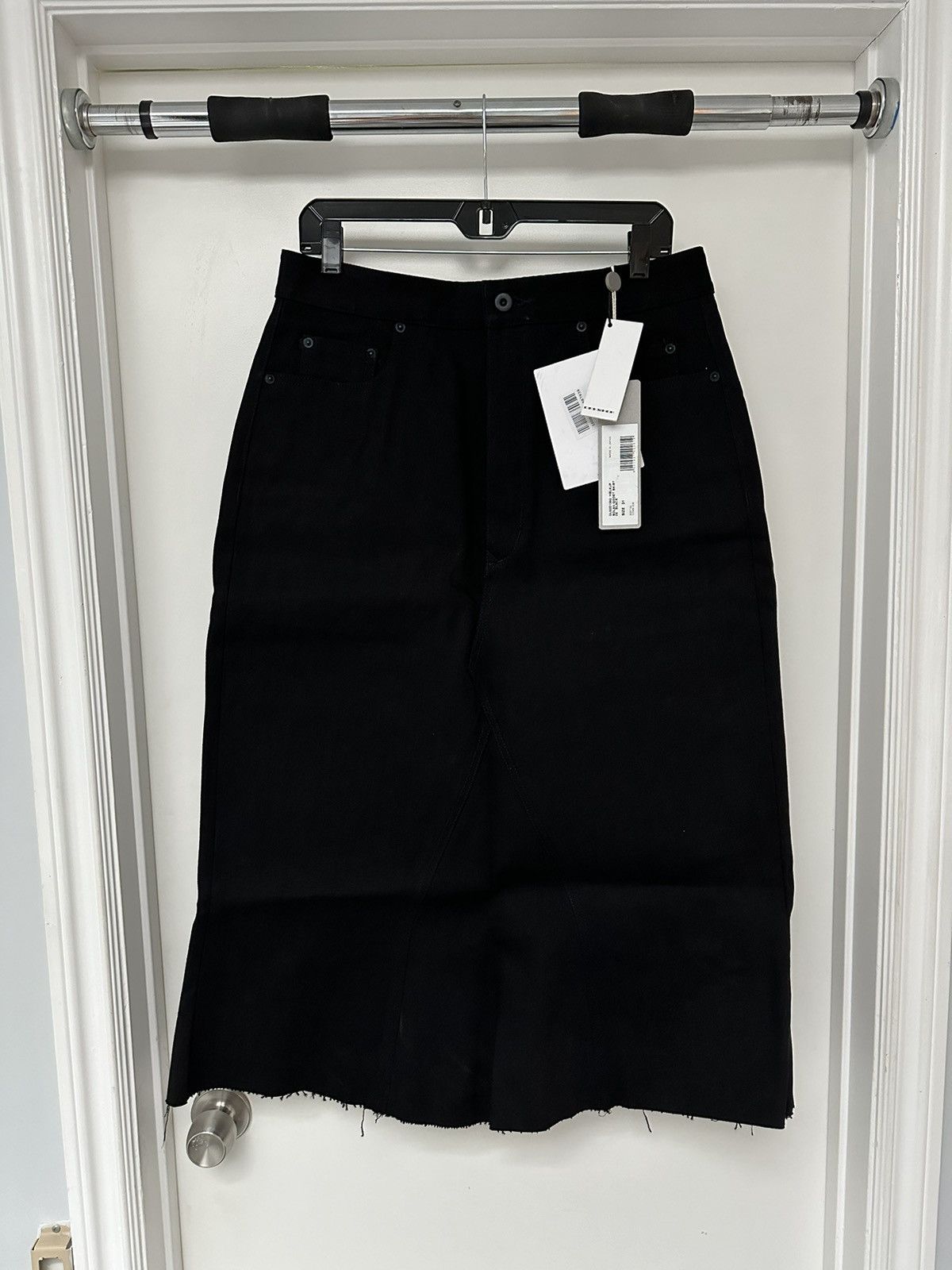 image of Rick Owens x Rick Owens Drkshdw Made In Japan 16 Oz Denim Bolan Godet Skirt in Black (Size 31)