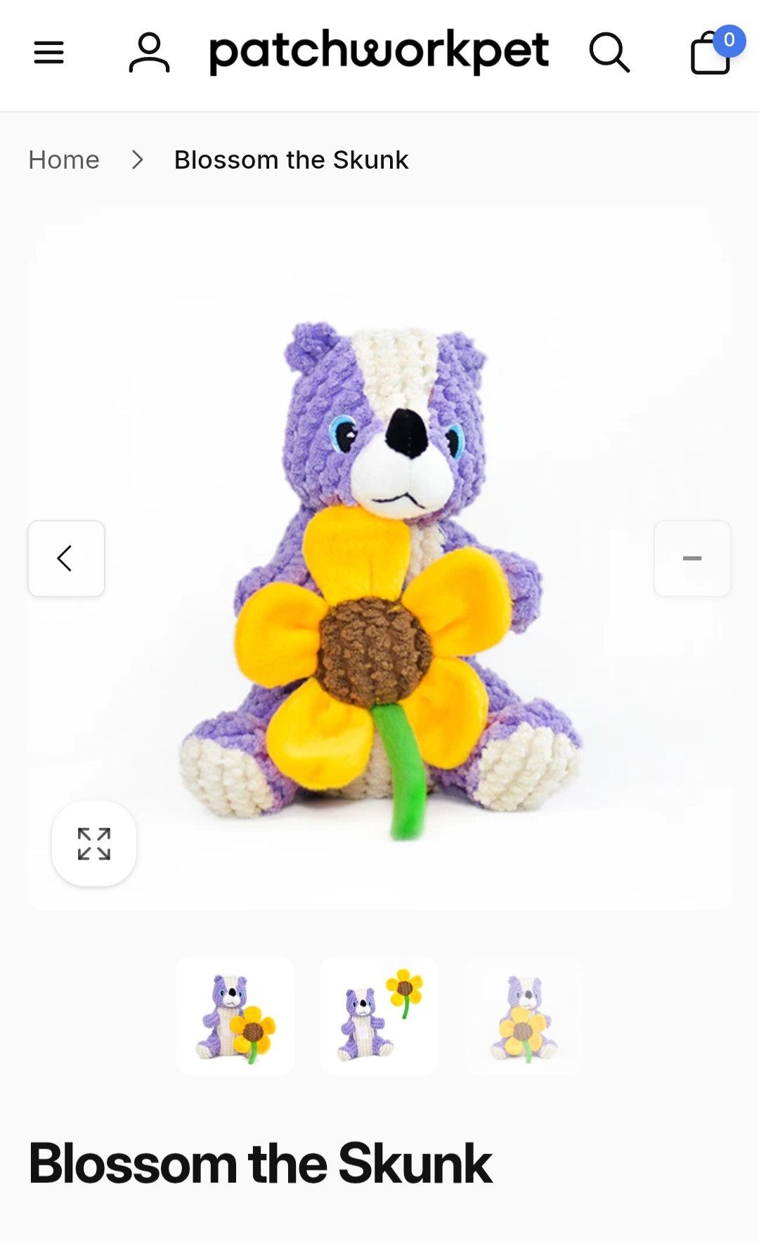 Other Purple crocheted skunk dog/kid toy with sunflower Size ONE SIZE - 5 Thumbnail