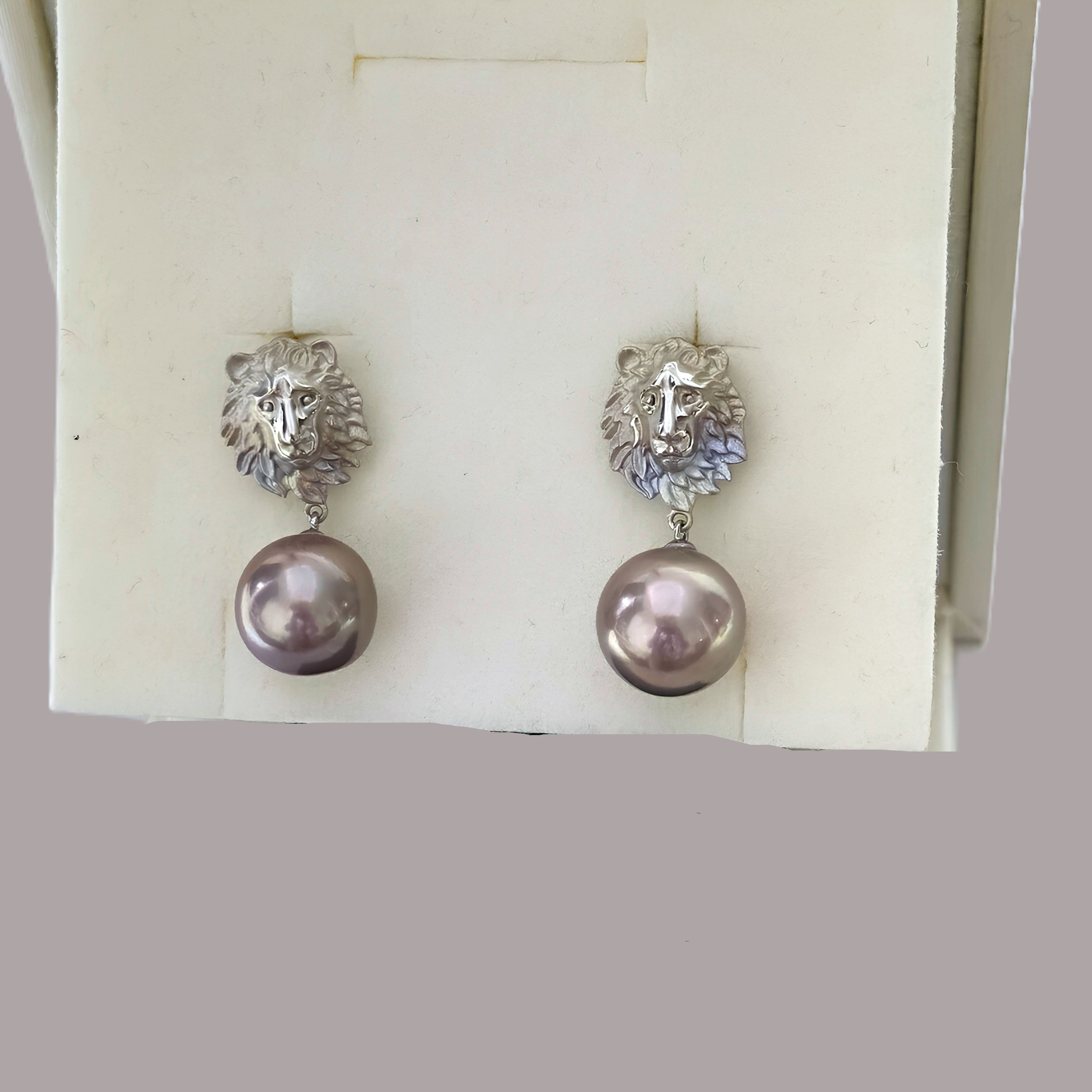 Designer Lion Pearl Earrings Size ONE SIZE - 4 Thumbnail