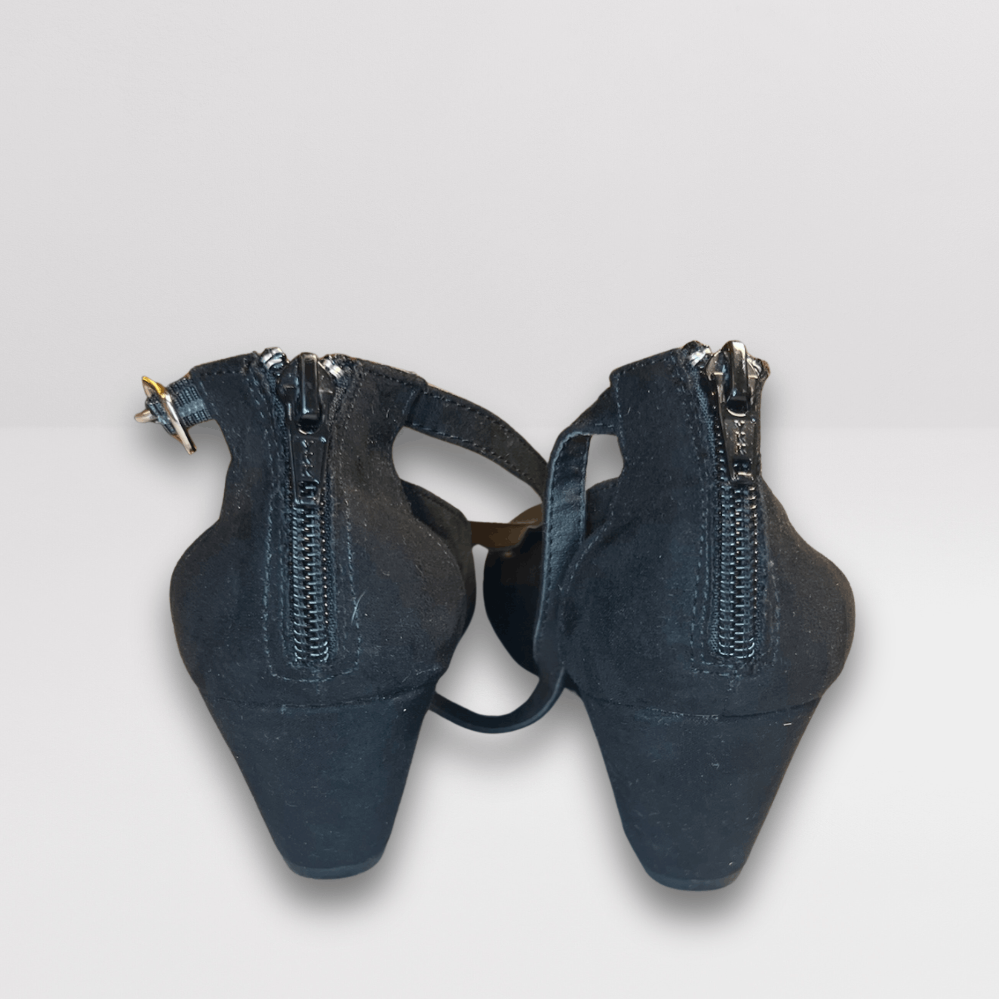 American Rag American Rag Black Suede Low Wedges With Zipper Back Closure Size US 8 / IT 38 - 3 Thumbnail