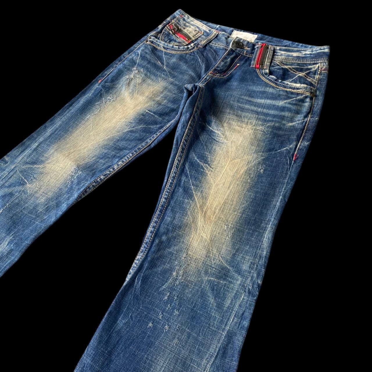 Japanese Brand VINTAGE LOLITA FLARED MUD-WASH RUSTY CLAWMARKS TWISTED SEAM Size US 29 - 3 Thumbnail