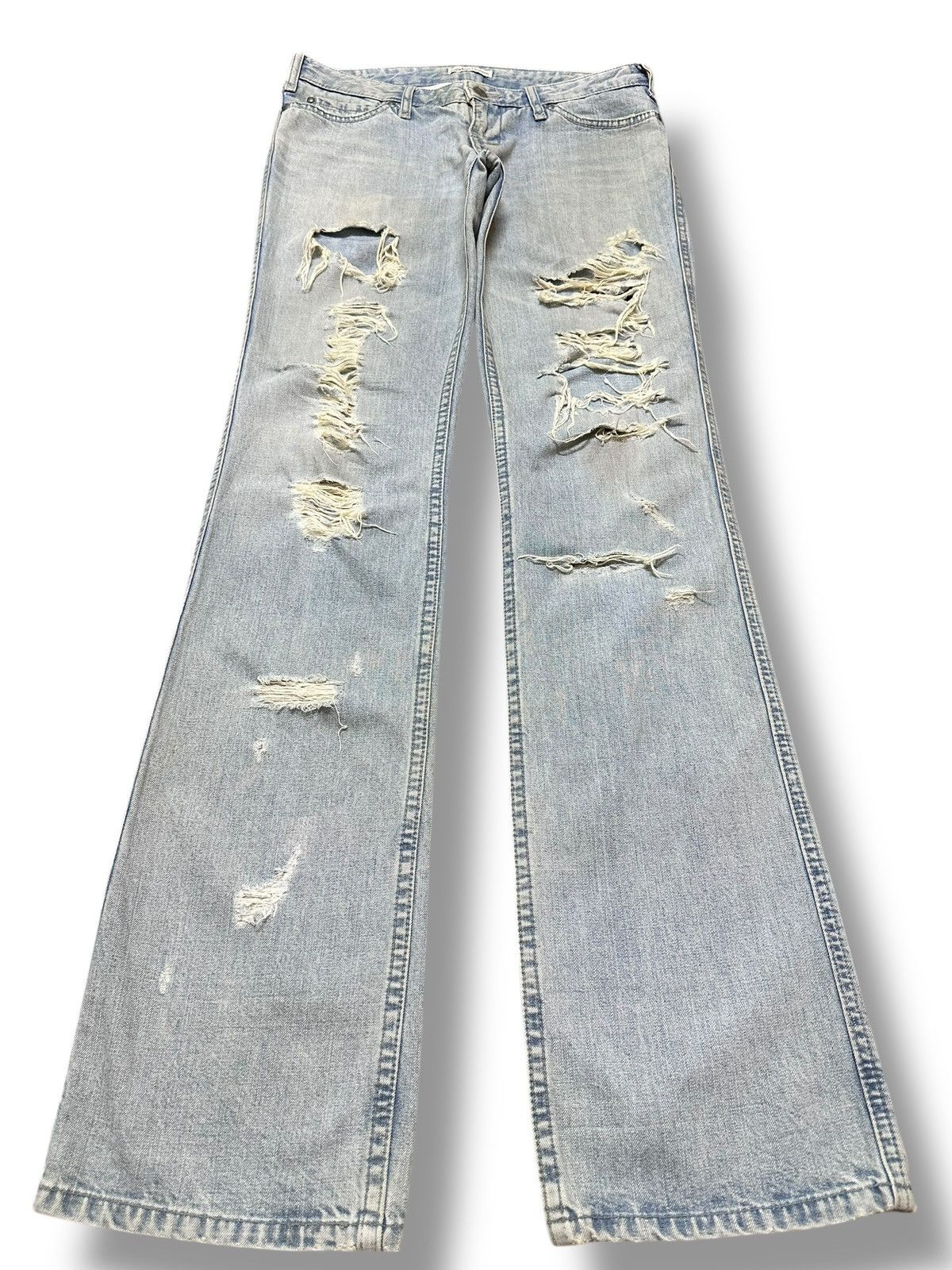 Japanese Brand Vintage LD Distressed Jean With Baggy Loose Style Faded Wash Size US 30 / EU 46 - 1 Thumbnail
