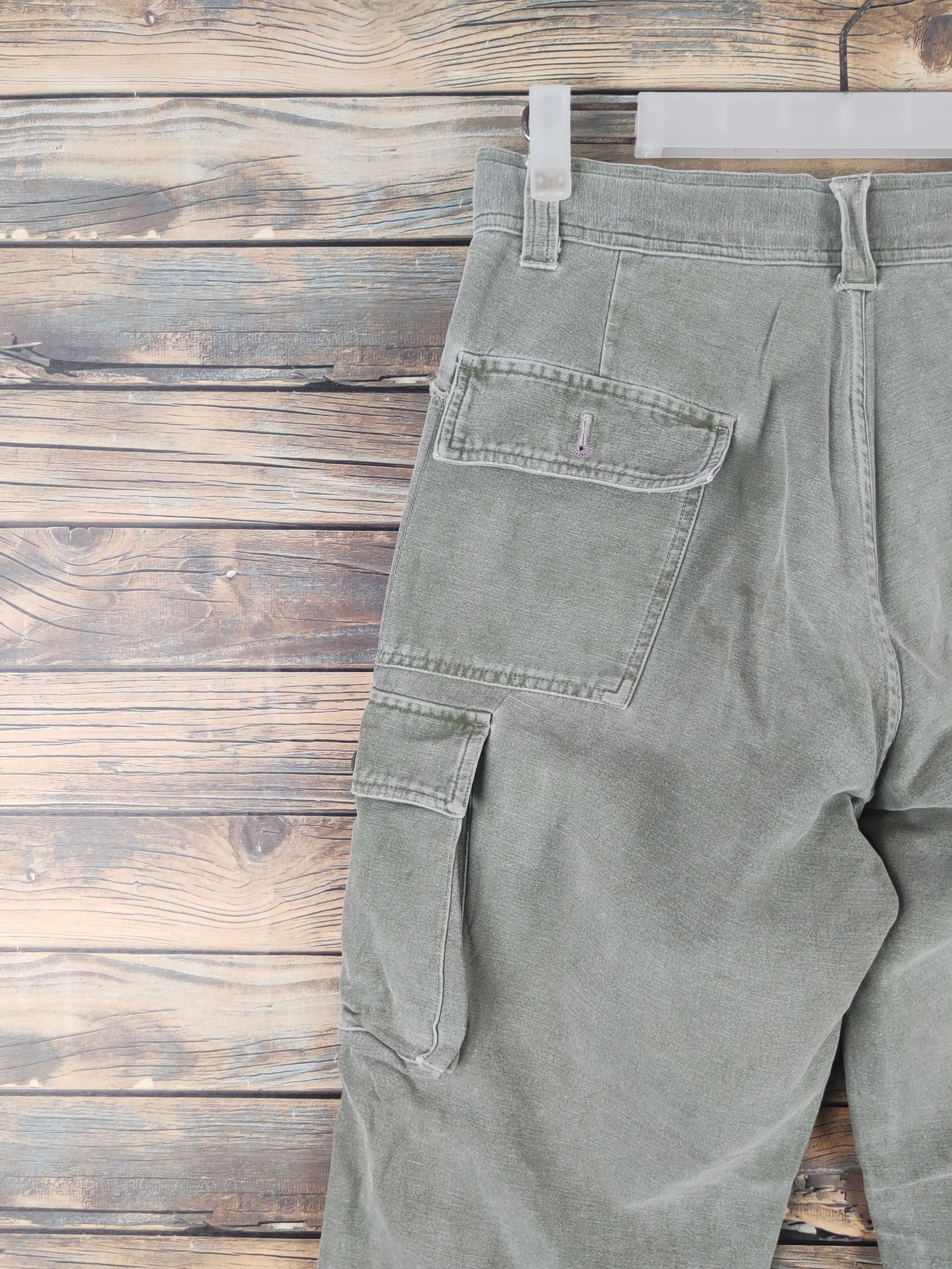 Japanese Brand DL Blue Way Green Faded Multipocket Cargo Pants #46-228T Size US 28 / EU 44 - 9 Thumbnail