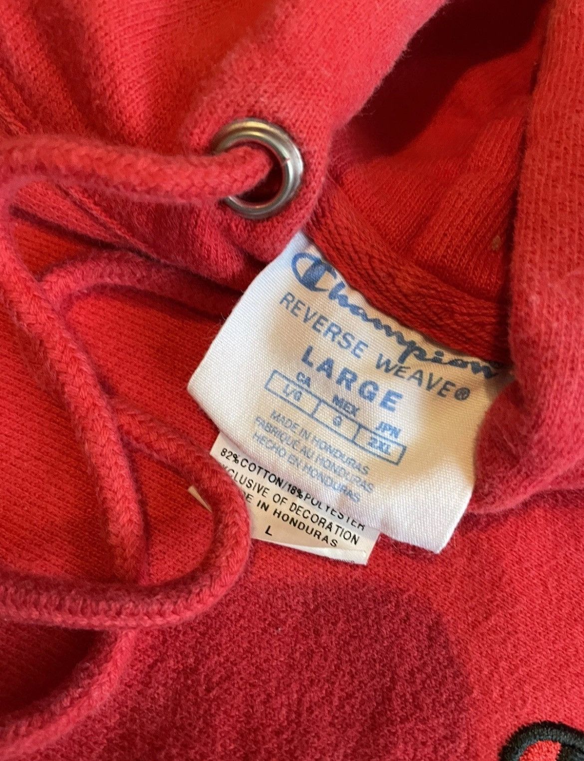 Champion Vintage Champion Red Reverse Weave Pullover Hoodie Mens L Size US L / EU 52-54 / 3 - 3 Thumbnail