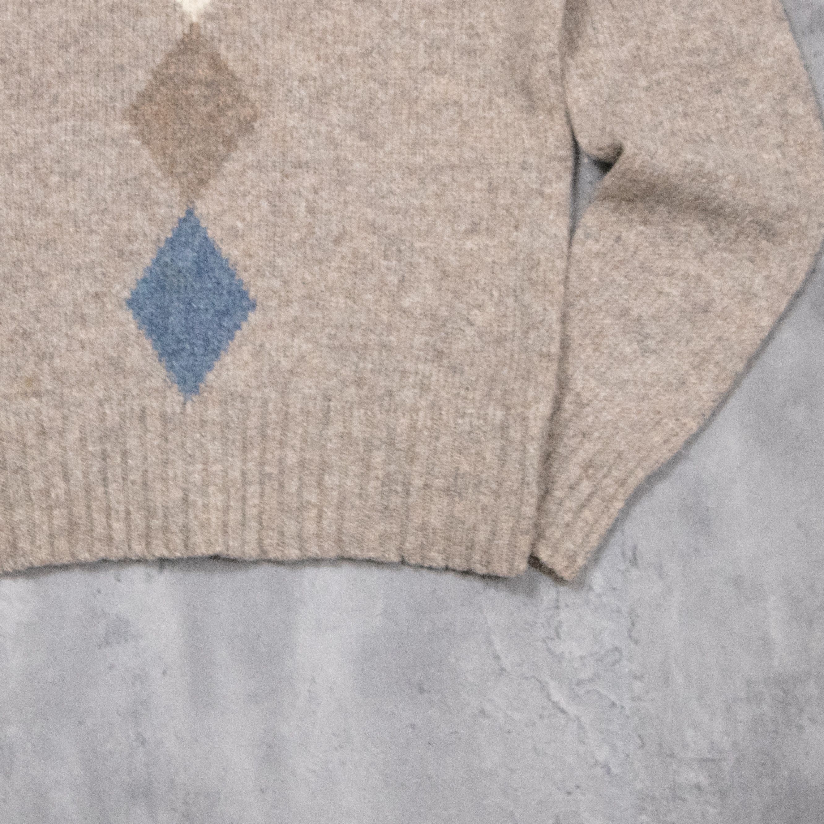 Vintage Vintage 1980's 80's Wool Grey Diamond Pattern Sweater Size US S / EU 44-46 / 1 - 3 Thumbnail
