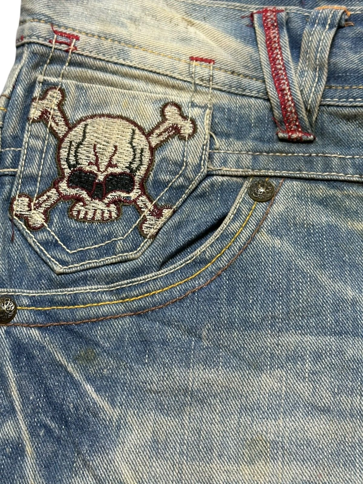 Kapital Vintage Japanese Brand Skull Embroidery Mudwash Denim Size US 34 / EU 50 - 4 Thumbnail