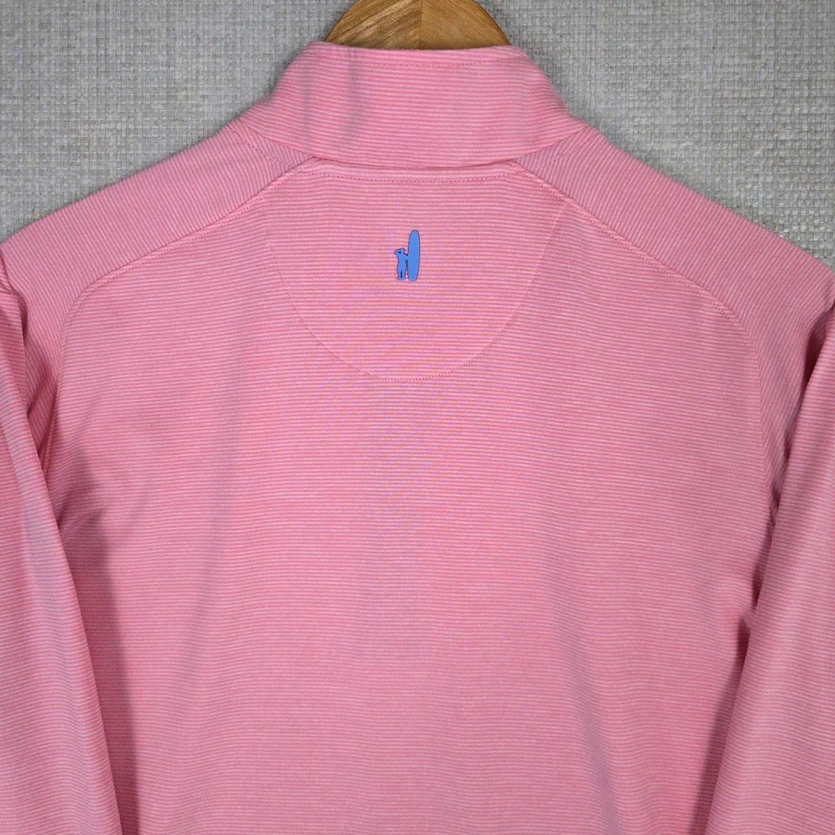 johnnie-O Johnnie-O Mens 1/4 Zip Pullover Golf Pink Stripes Regular Medium Shirt Size US M / EU 48-50 / 2 - 6 Thumbnail