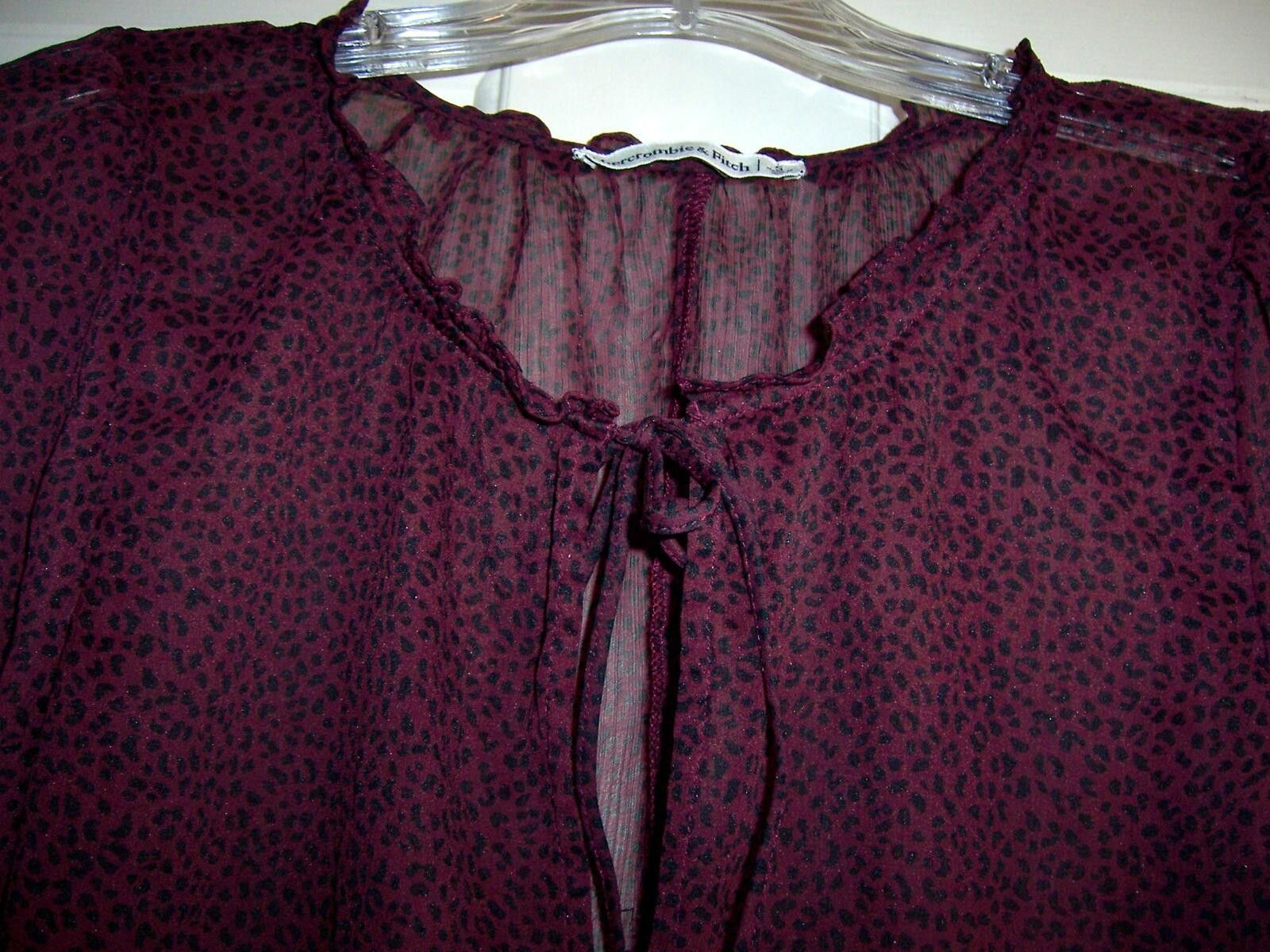 Abercrombie & Fitch Abercrombie & Fitch Maroon Leopard Sheer Chiffon Blouse - S Size S / US 4 / IT 40 - 3 Thumbnail