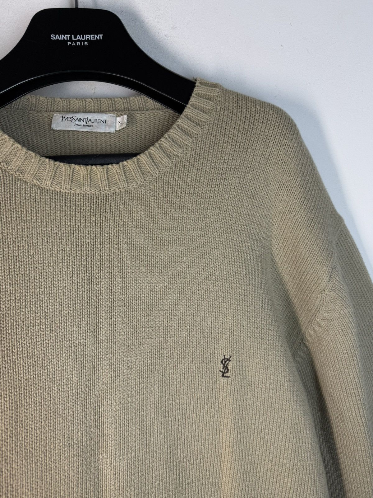 Beige YSL Sweater Knit Beige YSL Knitted Sweaters Knitwear