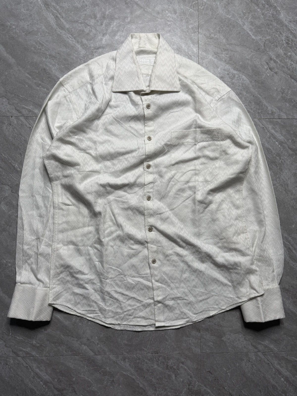 Prada Archival Prada Zigzag Pattern Woven Shirt Cufflink Sleeves Size US M / EU 48-50 / 2 - 1 Thumbnail