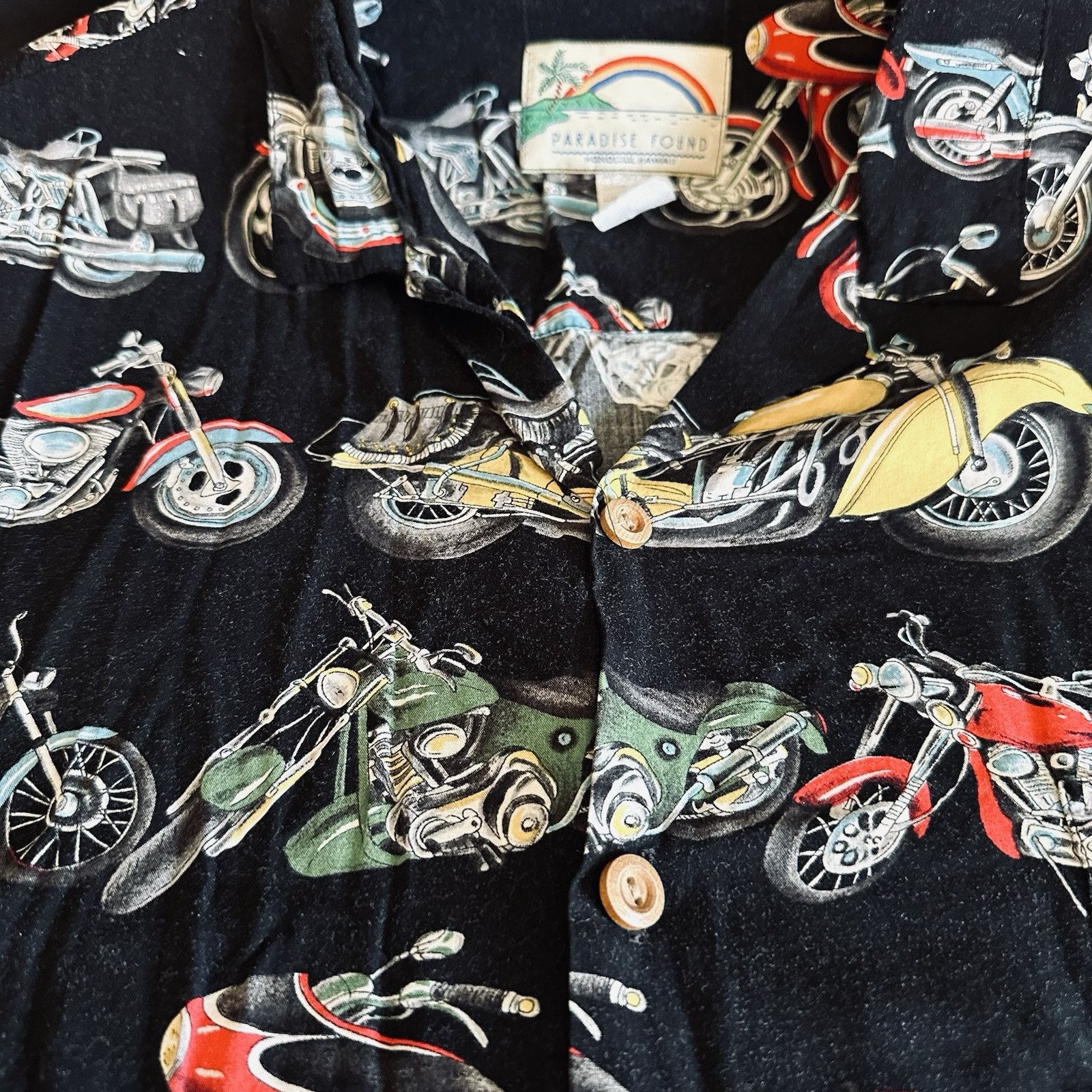 Paradise Found Paradise Found Hawaiian Shirt Blk w/Motorcycle XL Button VTG Size US XL / EU 56 / 4 - 10 Thumbnail