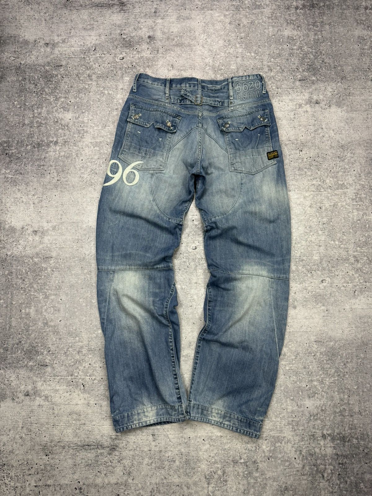 Vintage G-Star Raw Denim 96 Big Logo Baggy Wide Jeans Pants