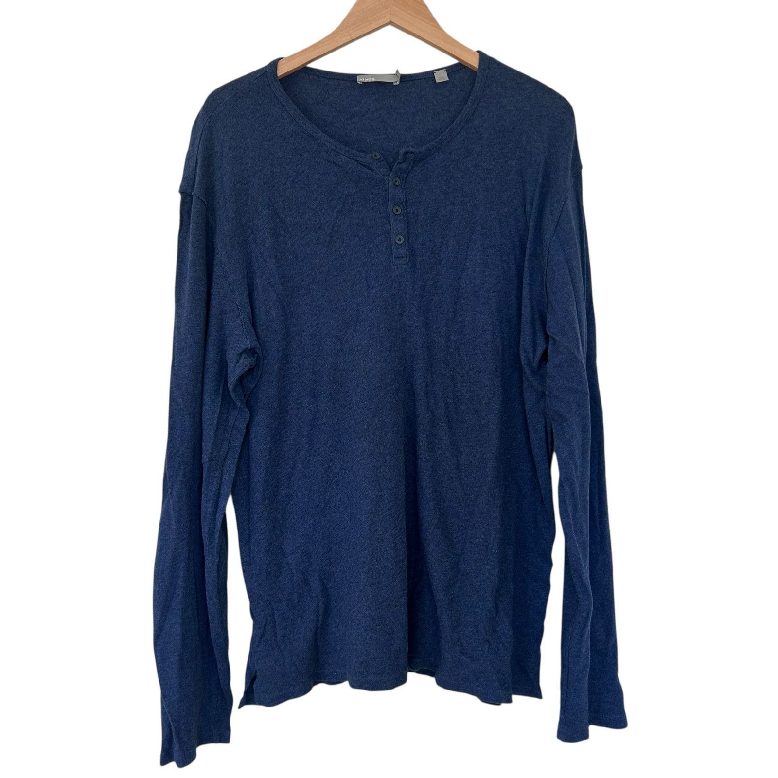 Vince Vince Navy Blue Long Sleeve Henley Sz XL Size US XL / EU 56 / 4 - 1 Thumbnail