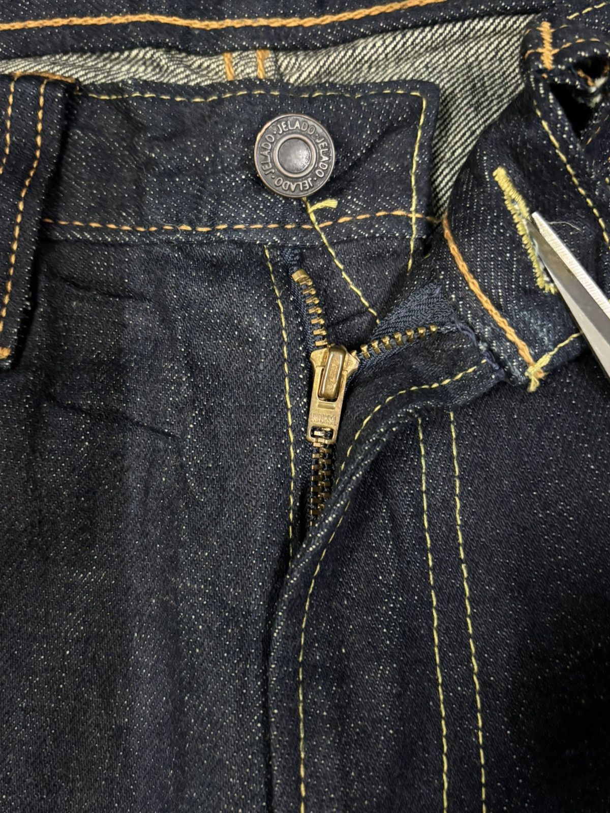 Tornado Mart Vintage Japanese Brand Jelado 15oz Raw Indigo Flare Jeans Size US 30 / EU 46 - 16 Thumbnail