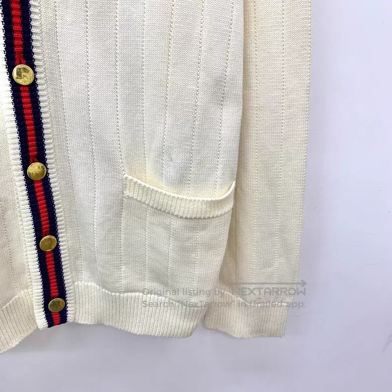 Gucci Gucci Beige logo embroidered cotton V-neck single-breasted Size S / US 4 / IT 40 - 4 Thumbnail