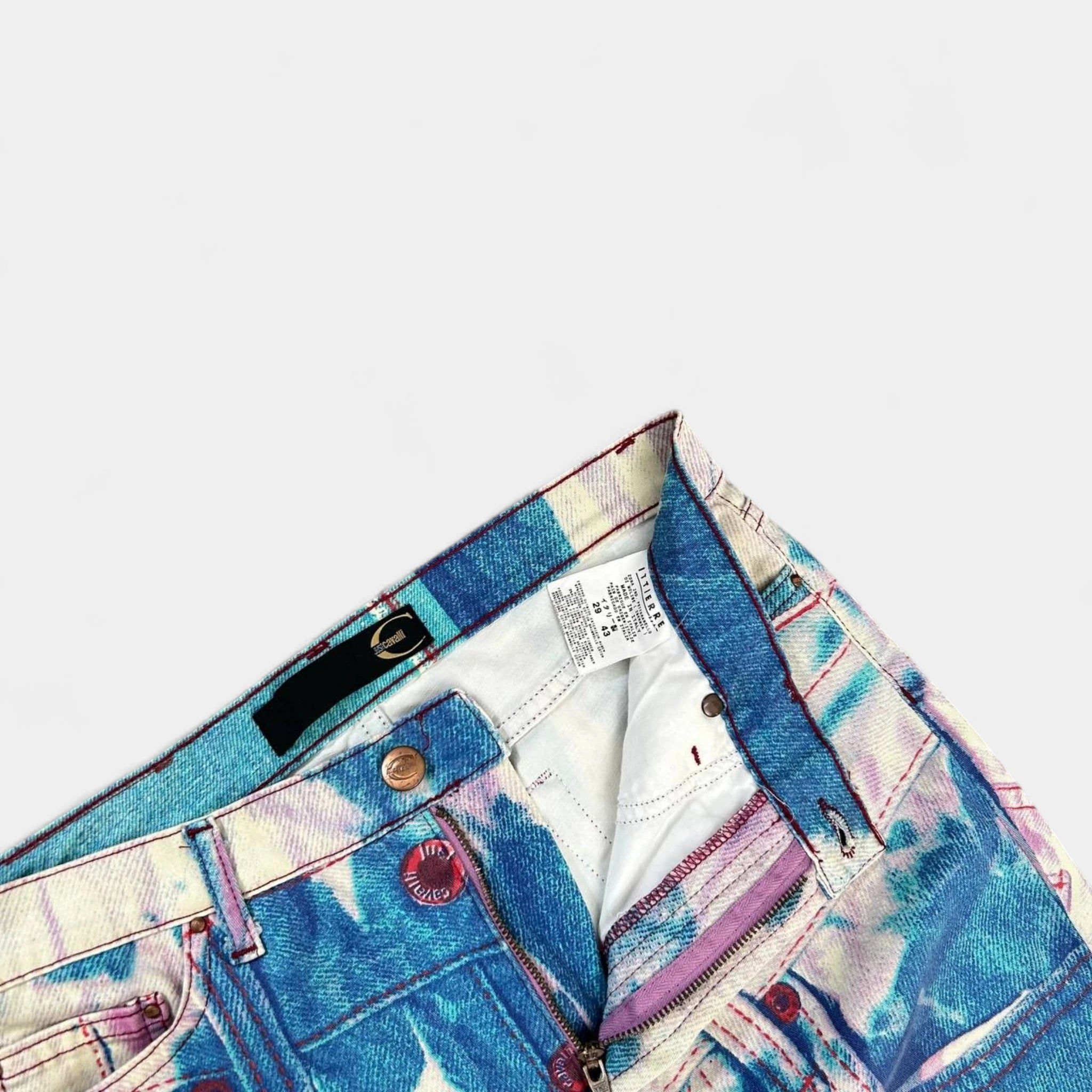Roberto Cavalli Cavalli 2000's Tie-Dye Printed Denim Pants Size US 29 - 2 Thumbnail