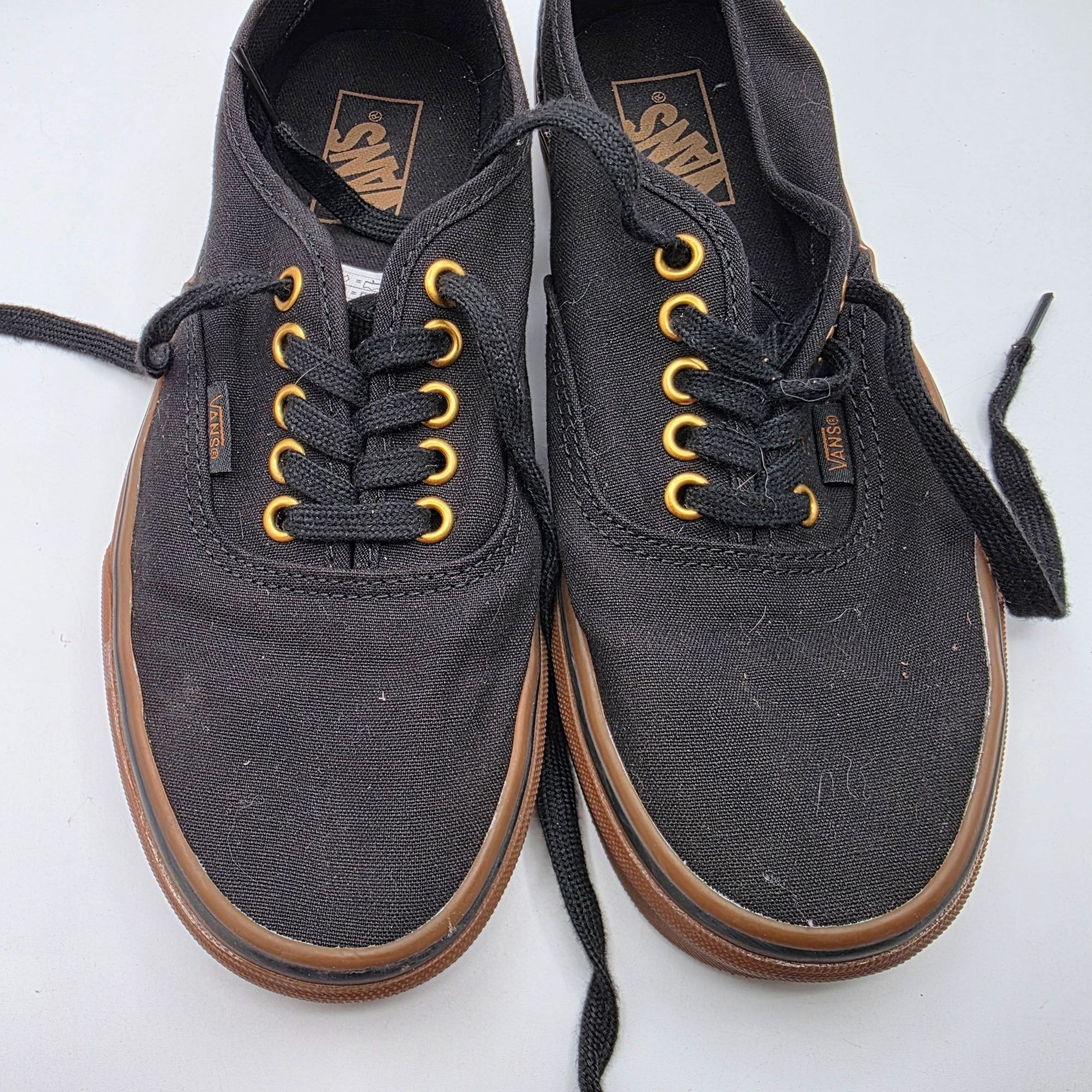 Vans Vans Authentic Black Gum Sole Womens Size 9.5 Black Gold Sho Size US 9.5 / IT 39.5 - 10 Thumbnail