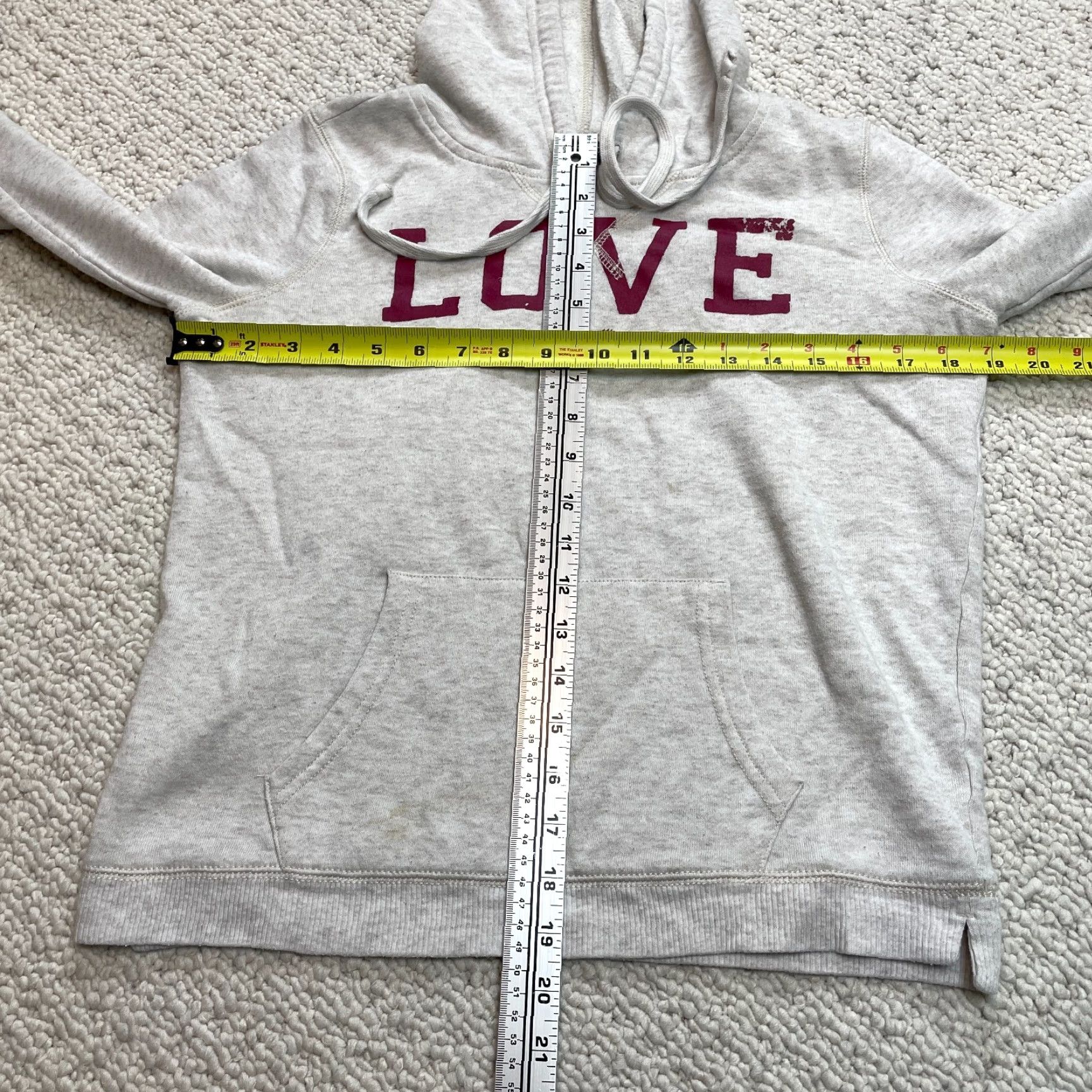 American Eagle Outfitters VINTAGE American Eagle Sweatshirt Hoodie Womens Small Gray Love Logo Hooded Pullover Size S / US 4 / IT 40 - 6 Thumbnail